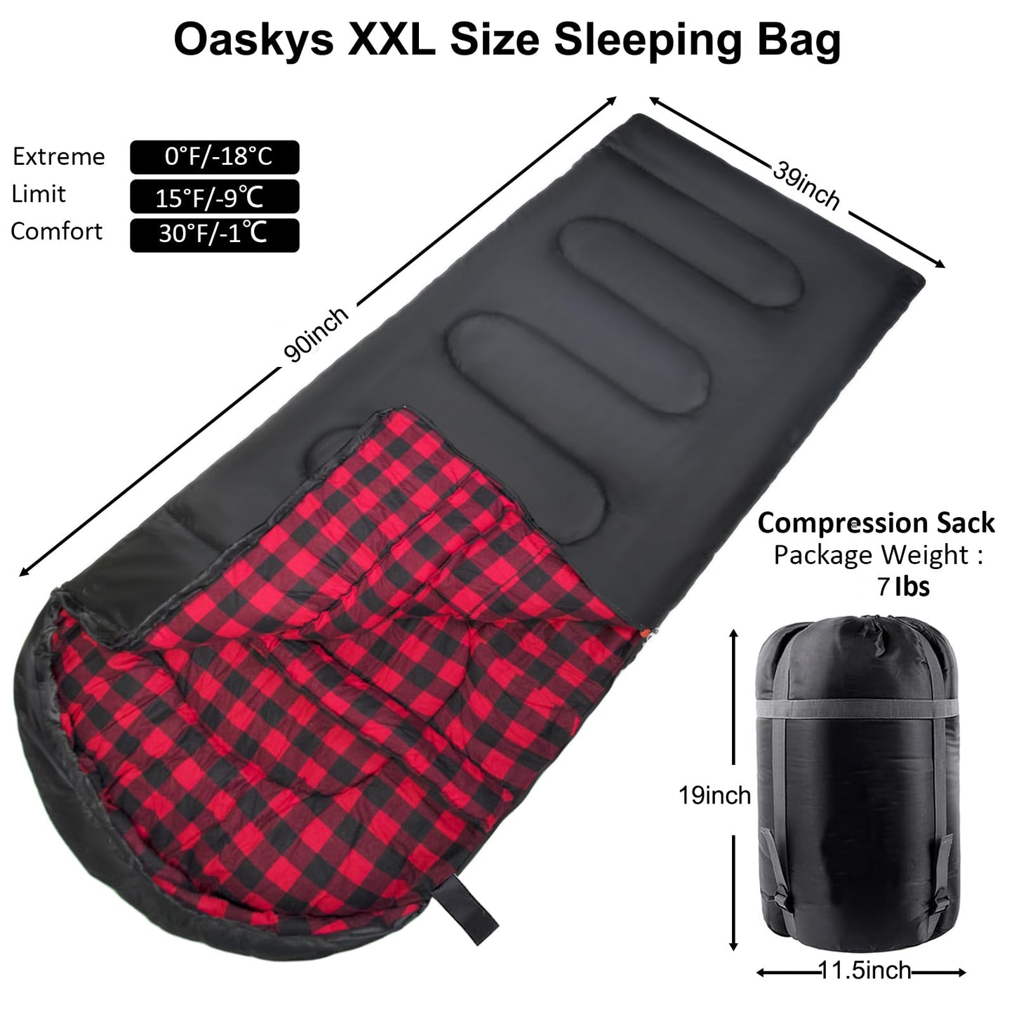 oaskys Camping Sleeping Bag - 3 Season Warm & Cool Weather - Summer Spring Fall Lightweight Waterproof for Adults Kids - Camping Gear Equipment, Traveling, and Outdoors