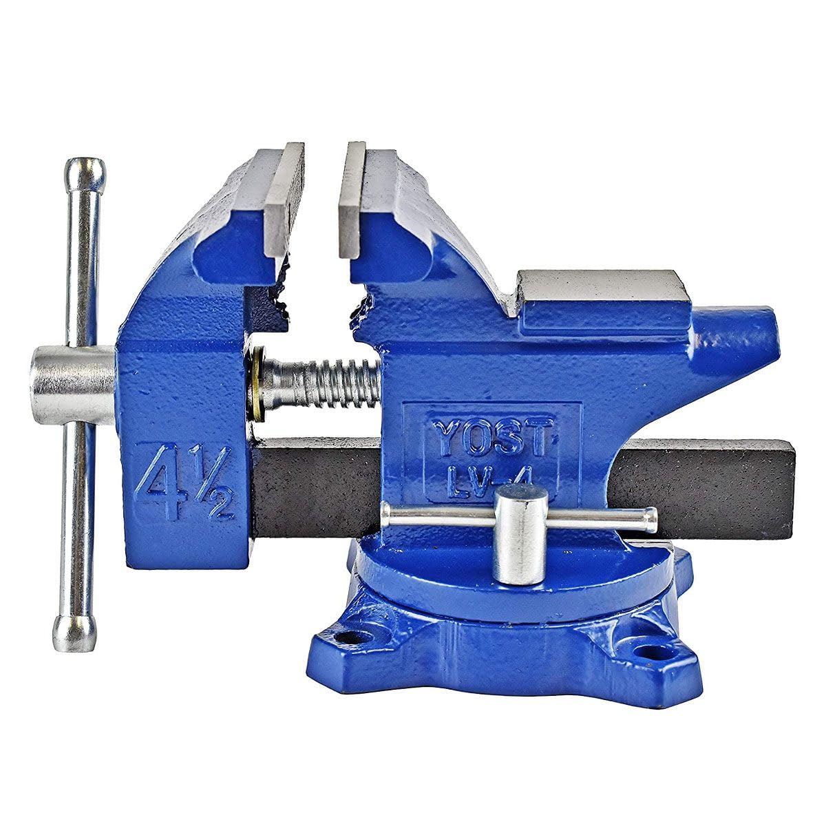 Yost HD550-C Heavy Duty 5-1/2 Inch Mechanics Work Bench Vise | Heavy Duty Woodworking & Metal Work Table with Secure Grip Swivel Base | 60,000 PSI Casting Iron Material with Extra-large Anvil Surface