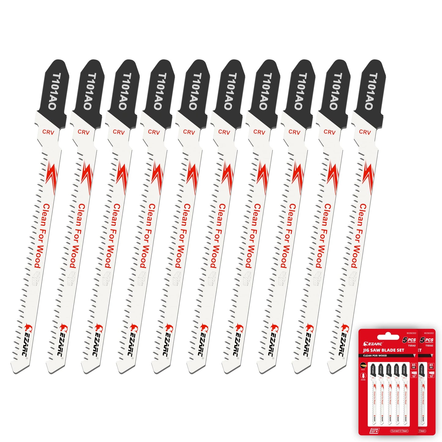 EZARC Jigsaw Blades Set 30pcs with Storage Case, Assorted T-Shank Replacement Jig Saw Blades for Cutting Wood, Plastic and Metal