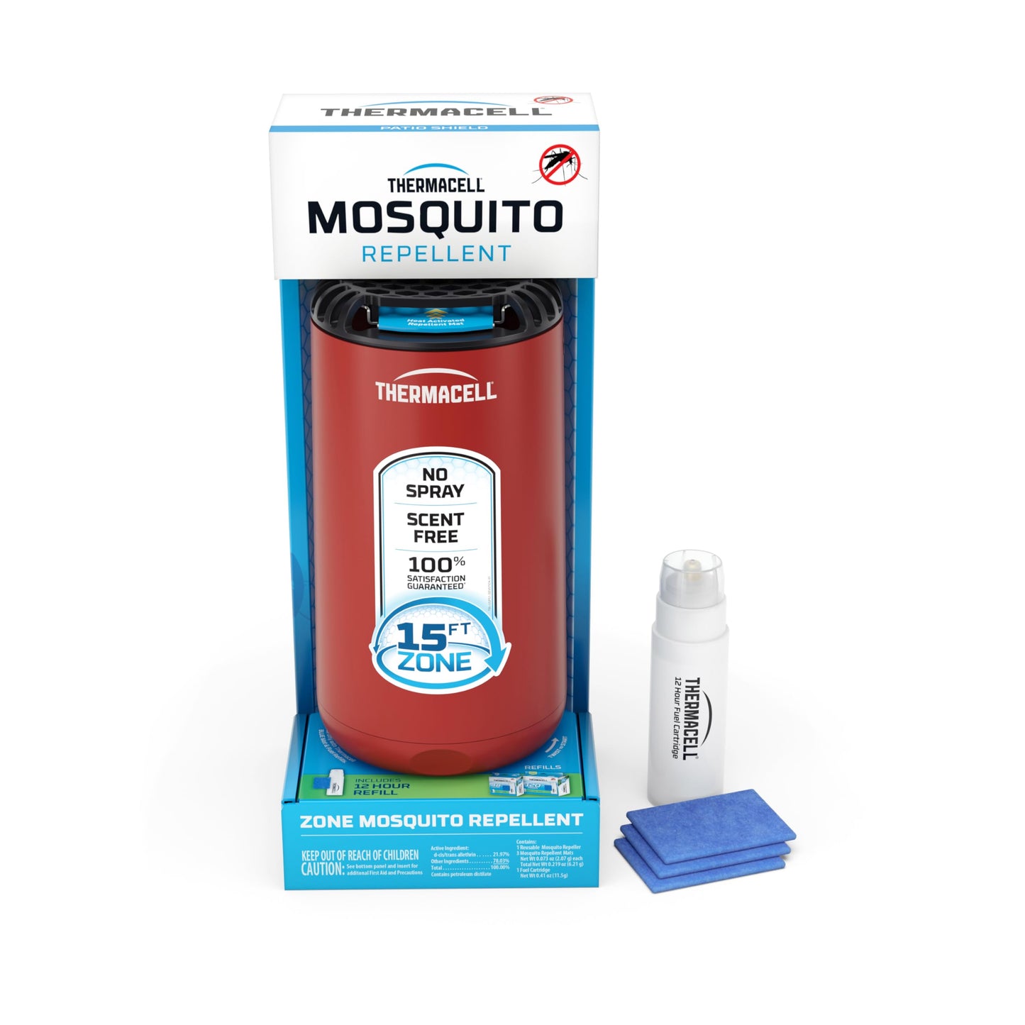Thermacell Mosquito Repeller Patio Shield; Includes 12-Hour Refill; 15 Foot Zone of Protection; Highly Effective Mosquito Repellent for Patio; Bug Spray Alternative; Scent Free