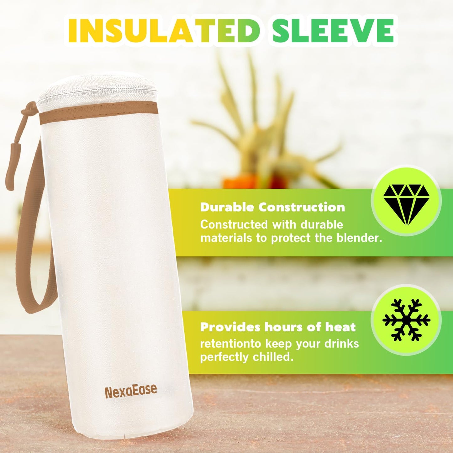 Portable Blender with Insulated Carrying Case & Recipe Book for Shakes and Smoothies, 24 OZ Personal Juicer Electric Protein Shaker Bottle, Mini Small Blender Cup with USB-C Rechargeable, Travel Lid