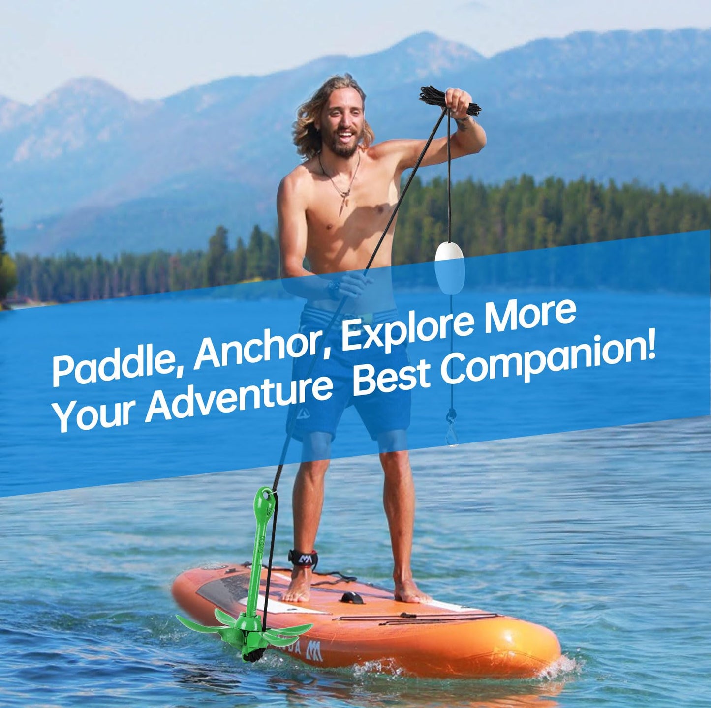 Alpinista Kayak Anchor,3.5 lb Portable Folding Boat Anchor Kit with 40 ft Marine Rope for Kayak, Canoes, Fishing, and Paddle Board Accessories