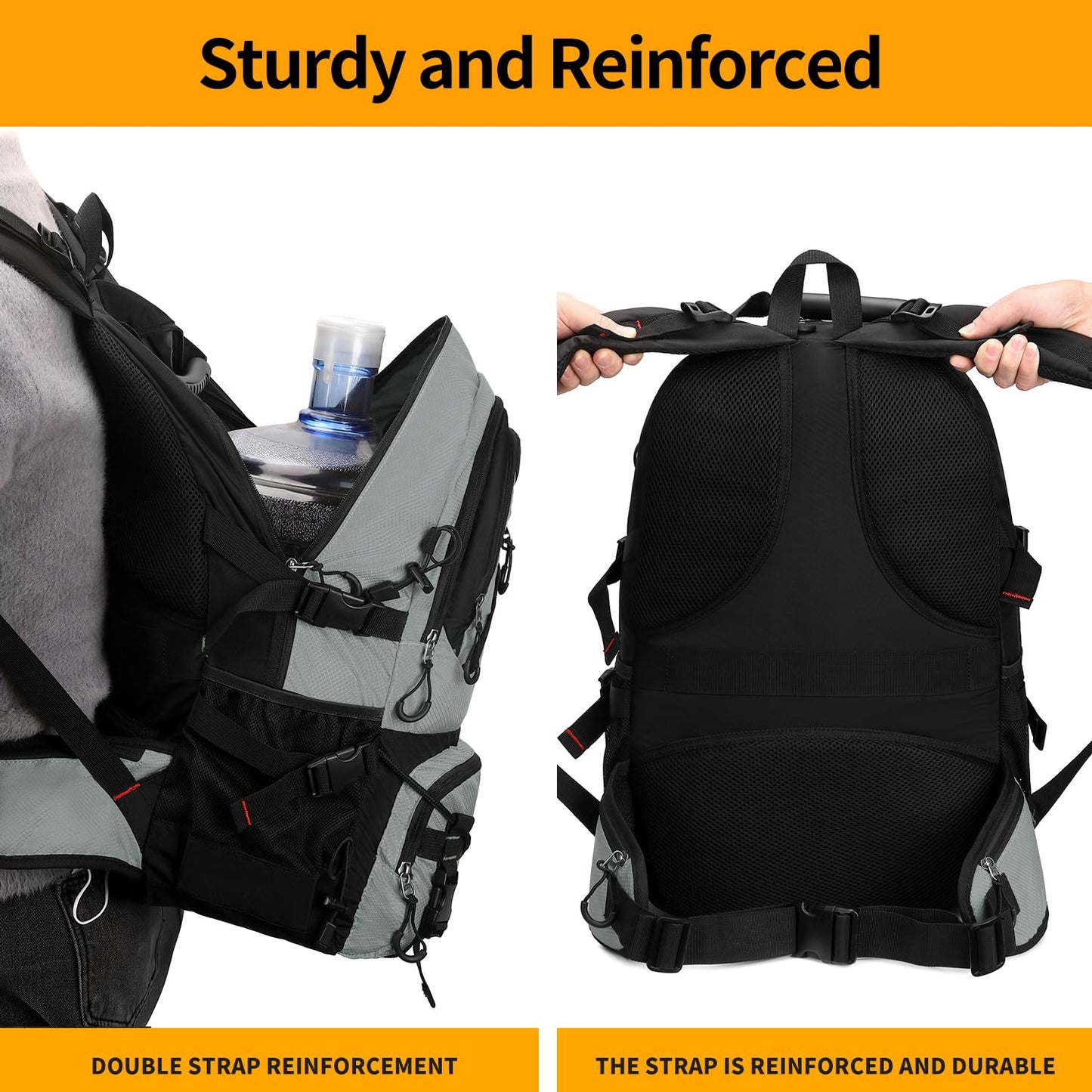 Nerlion 40L Hiking Backpack Travel Backpack for Men Women Camping Waterproof Outdoor Hiking Daypack Lightweight Backpack (Orange)