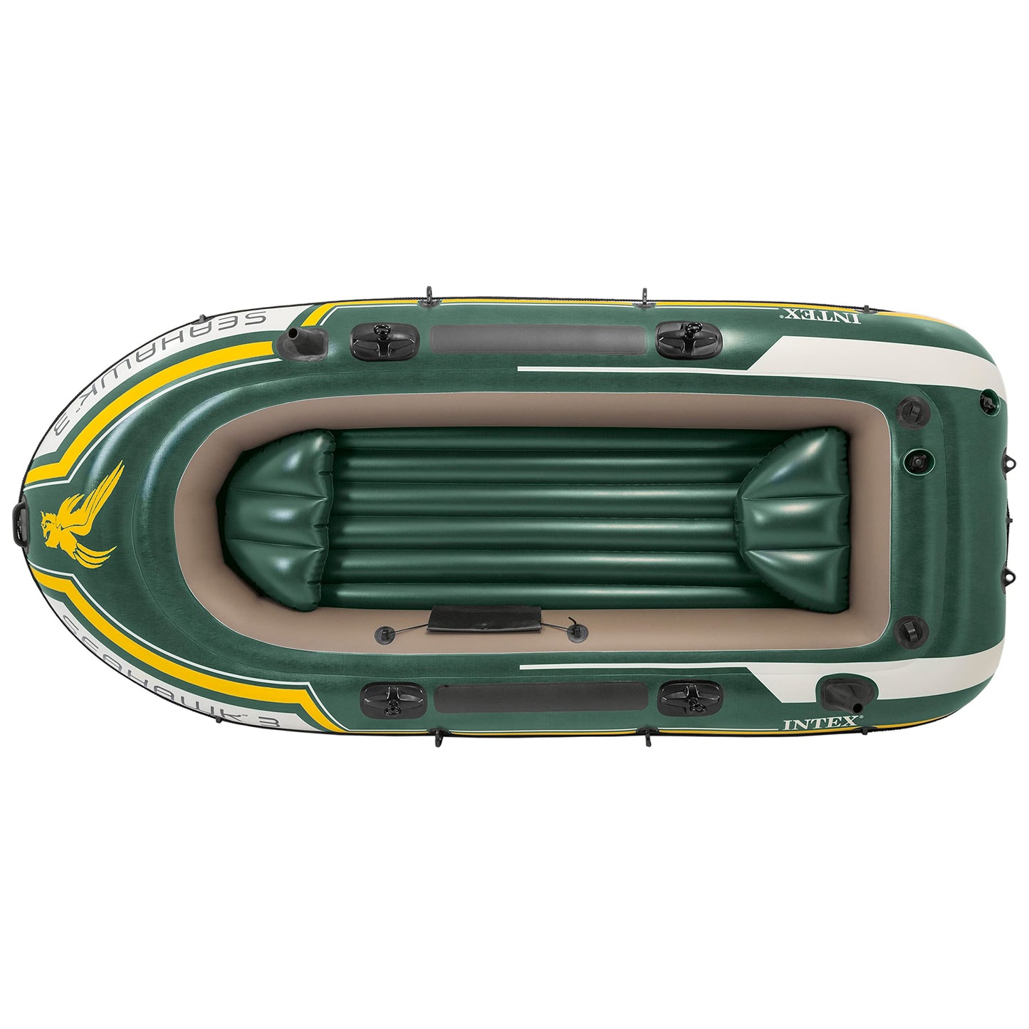 INTEX Seahawk Inflatable Boat Series: Includes Deluxe Aluminum Oars and High-Output Pump – SuperStrong PVC – Fishing Rod Holders – Heavy Duty Grab Handles – Gear Pouch