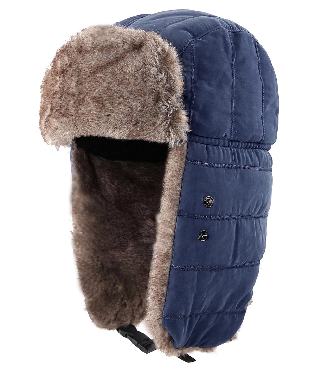 Connectyle Men's Trooper Trapper Hat Warm Winter Hats with Removable Face Mask Earflaps Faux Fur Hunting Outdoor Hat