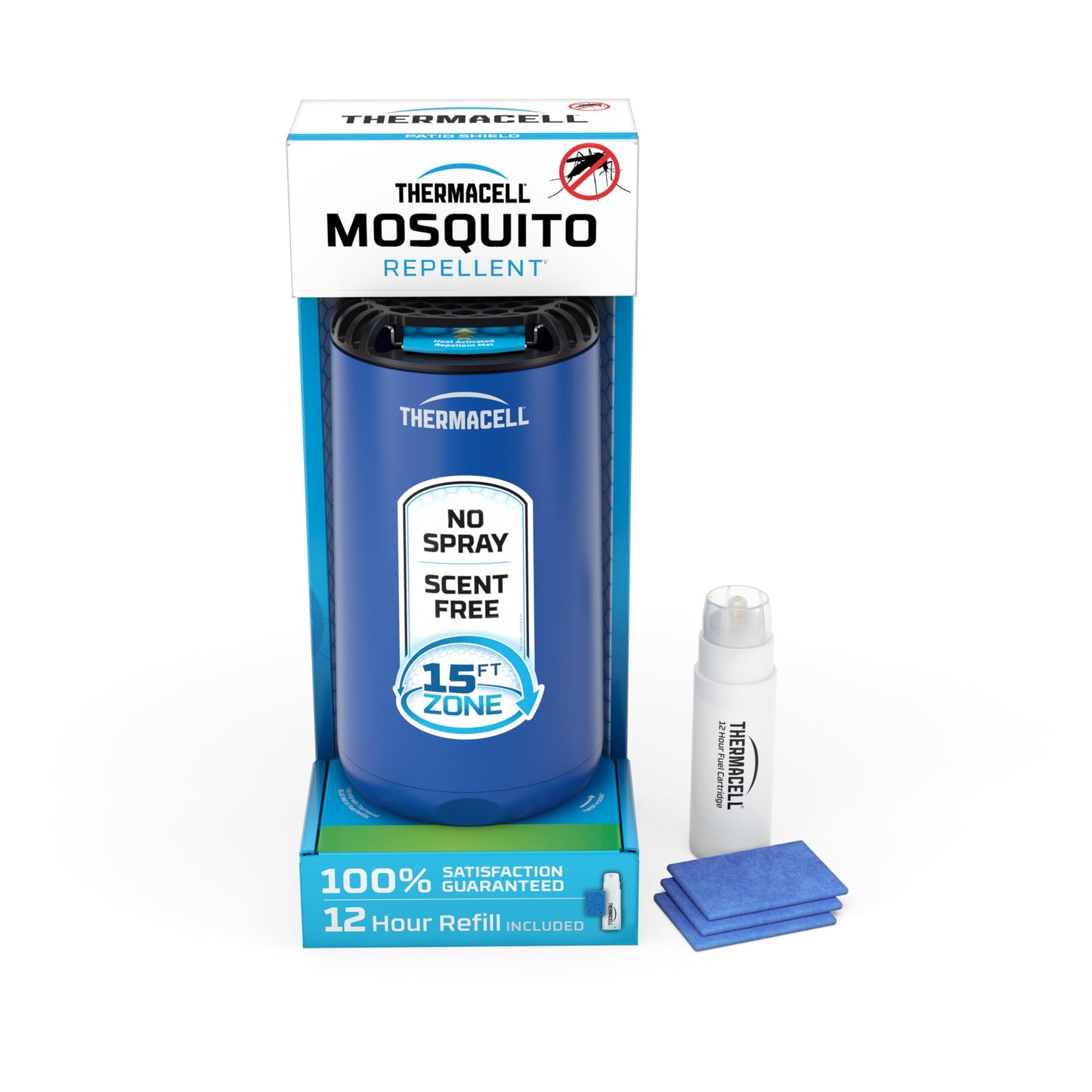 Thermacell Mosquito Repeller Patio Shield; Includes 12-Hour Refill; 15 Foot Zone of Protection; Highly Effective Mosquito Repellent for Patio; Bug Spray Alternative; Scent Free
