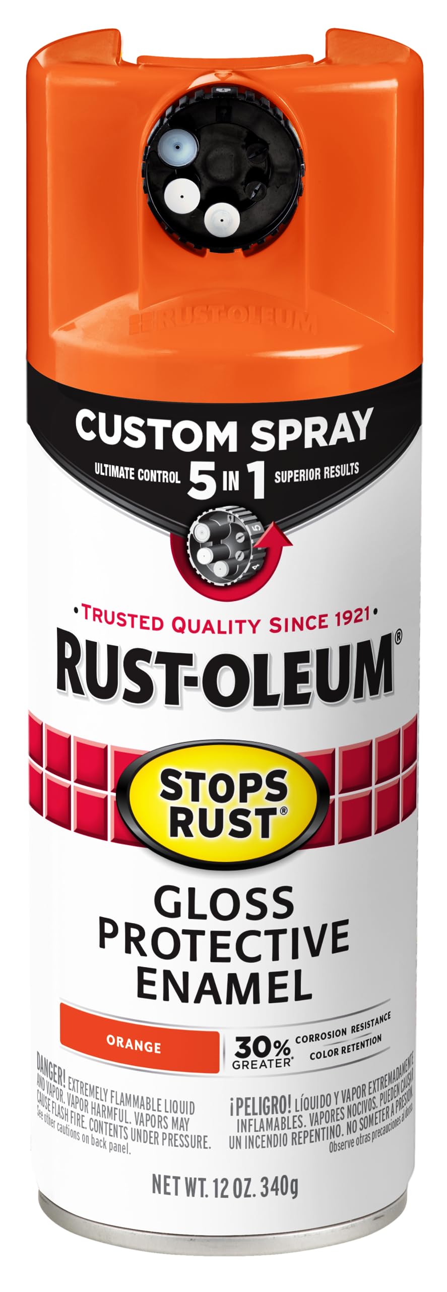 Rust-Oleum 376892 Stops Rust Custom Spray 5-in-1 Spray Paint, 12 oz, Gloss Leather Brown
