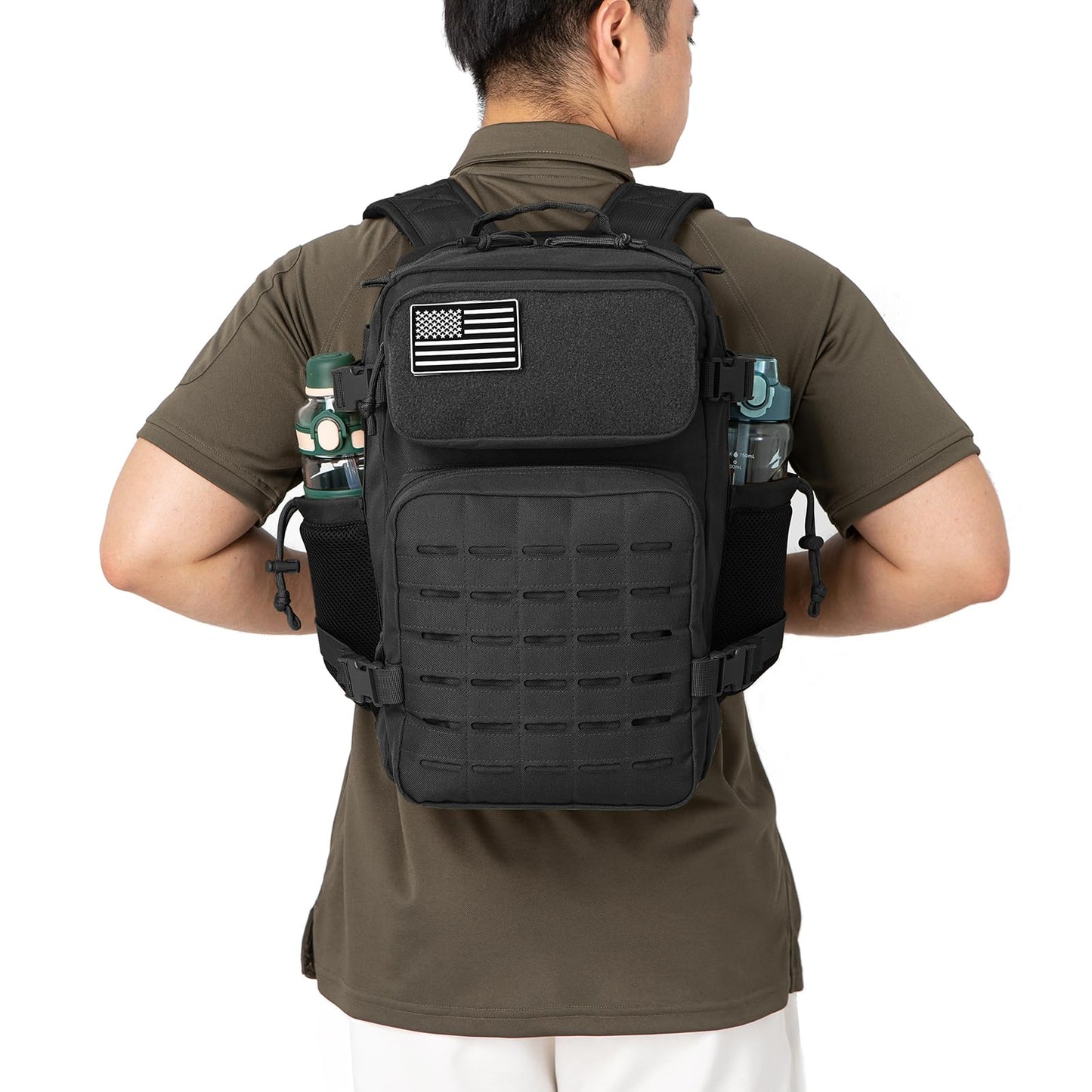 QT&QY 25L/35L/45L Military Tactical Backpack For Men Molle Daypack 3 Day Bug Out Bag Hiking Rucksack With Bottle Holder