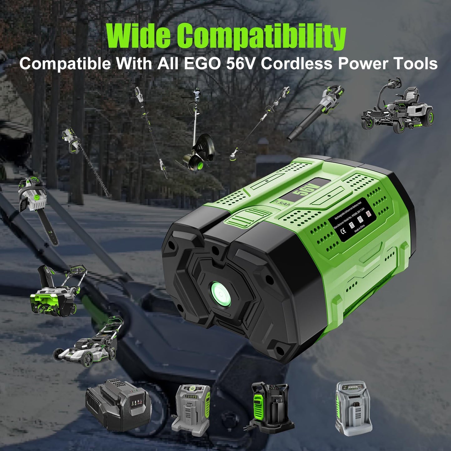 Replacement for EGO 56V Battery 7.5Ah BA2800 BA4200 BA1400 Compatible with EGO Battery 56V Cordless Power Tools