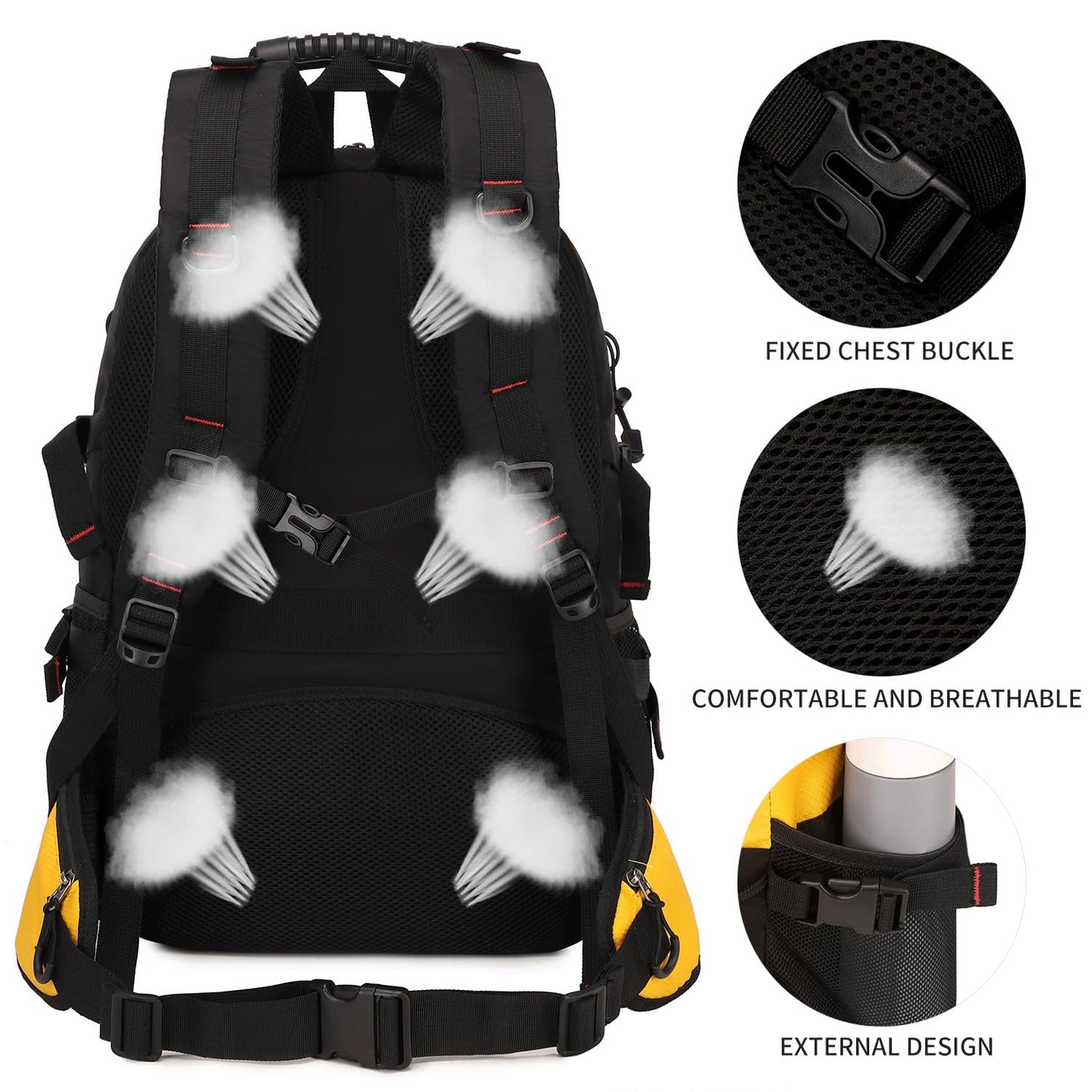 Nerlion 40L Hiking Backpack Travel Backpack for Men Women Camping Waterproof Outdoor Hiking Daypack Lightweight Backpack (Orange)
