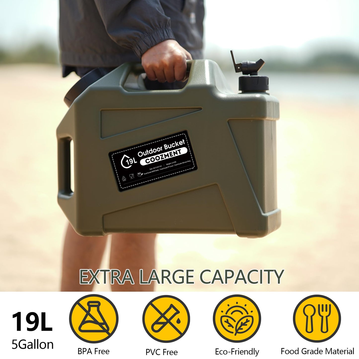 3.2 Gallon/5 Gallon Water Containers with Spigot, BPA Free Water Jug, Military Green Water Tank, Multifunction Water Storage Containers for Camping Outdoor Hiking,Emergency Stroage