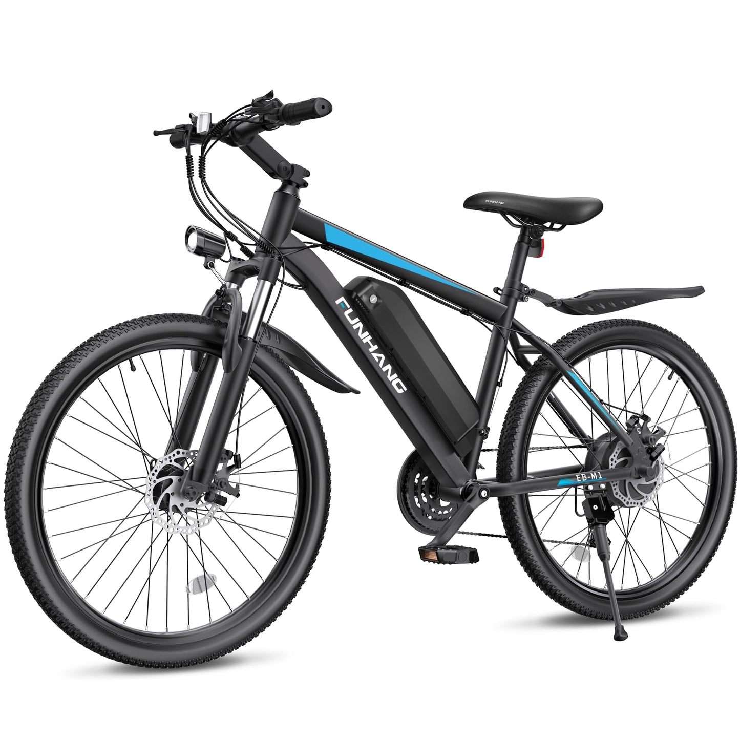 Electric Bike for Adults, 26'' 1000W Peak Ebike, Up to 50 Miles 21.7MPH Electric Mountain Bike with 48V 374.4WH Removable Battery, Adjustable Stem, Fenders, Lockable Suspension Fork, 21-Speed
