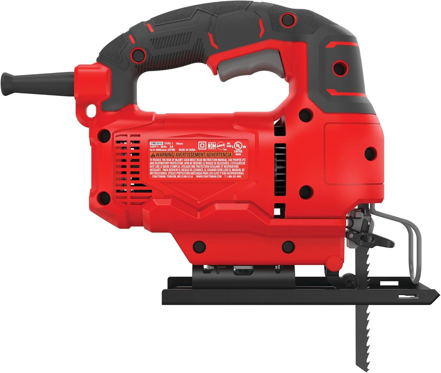 CRAFTSMAN Jig Saw, 4 Orbital Settings, Up to 3,000 SPM, 5 Amp, Corded (CMES610)