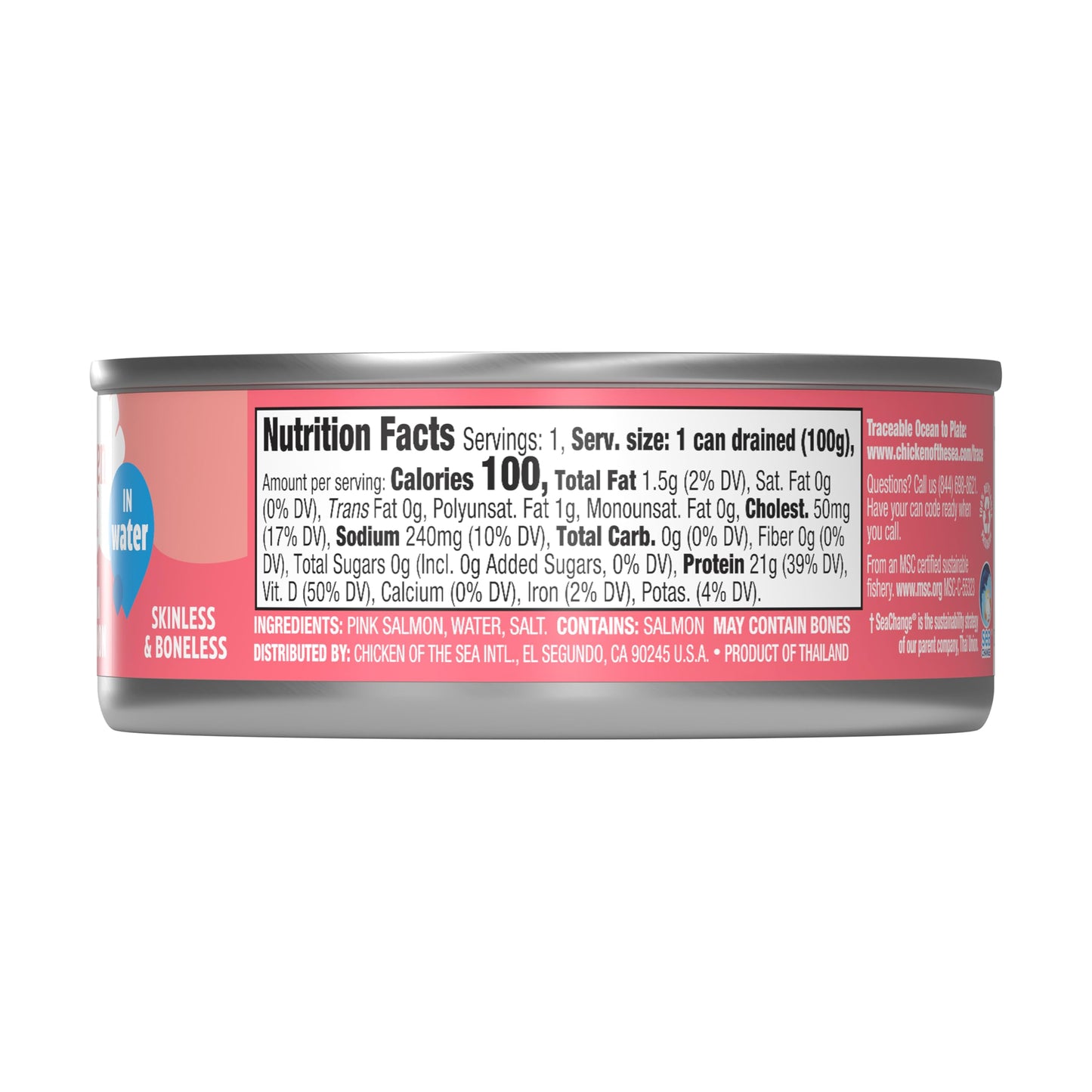 Chicken of the Sea Alaskan Pink Salmon, 14.75 Ounce Cans (Pack of 12), Wild Caught Canned Salmon, Traditional Style