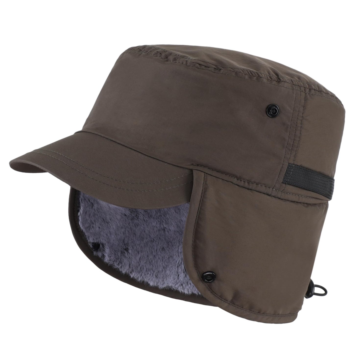 Connectyle Men's Winter Hat with Visor Warm Earflaps Hat Fully Lined Faux Fur Baseball Cap Trapper Hunting Hats