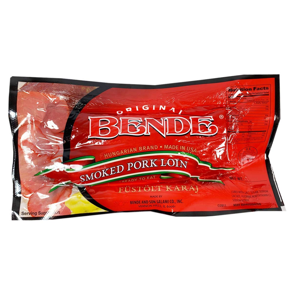 Bende Hungarian Brand Smoked Boneless Pork Loin, Fustolt Karaj Approx 2. Lb