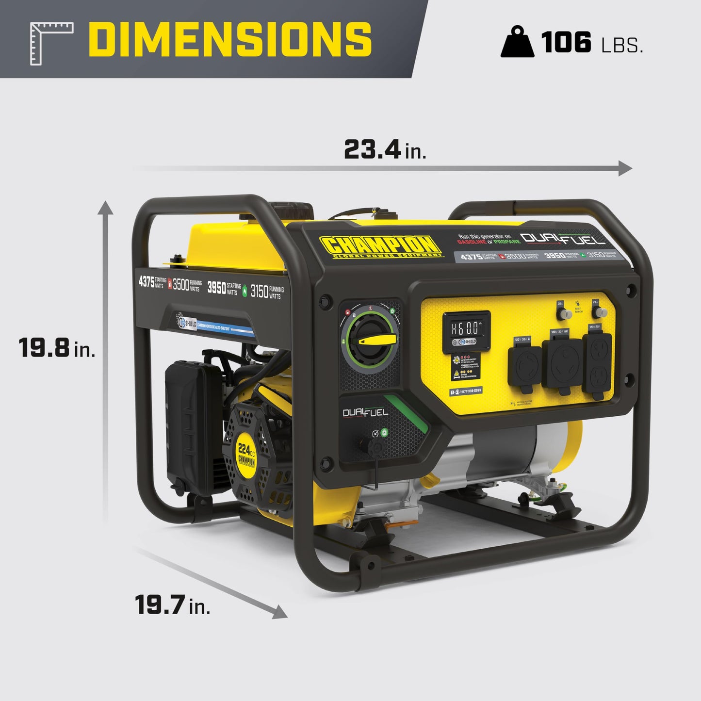 Champion Power Equipment 4375-Watt RV Ready Portable Generator with CO Shield