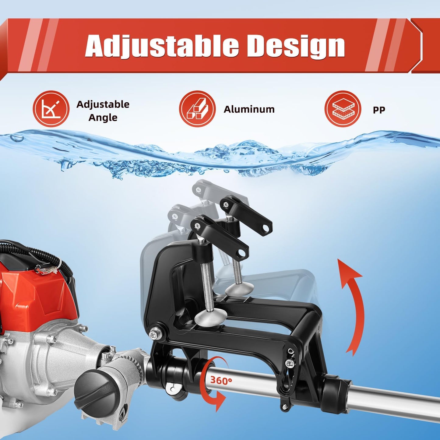 52cc Single Cylinder Gas 2.3HP Outboard Motor, Long Shaft with Air Cooling for Inflatable, Rubber, Fishing Boats, Yachts, Water Sports