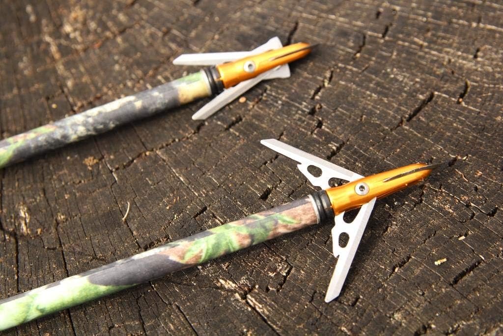 Rage Crossbow X, 2-Blade Archery Arrow Broadhead, 100 or 125 Grain with Shock Collar Technology (3-Pack)