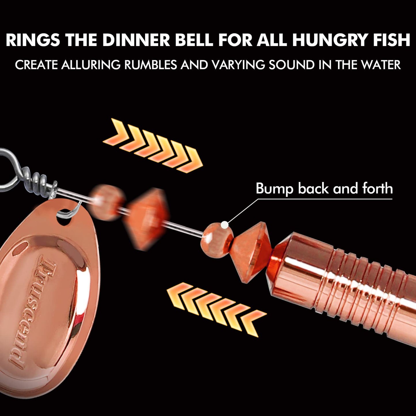 TRUSCEND Swimming or Jigging Fishing Spinners with Two-Way Spinning Spoons System, Rooster Tail Fishing Lures with Flash Copper Body & Blade, Freshwater and Saltwater Blade Bait for Bass Walleye Trout
