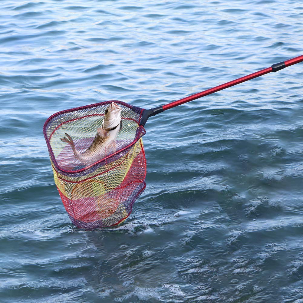 YVLEEN Kids Fishing Net for Lakes - Minnow Nets for Kids - Aluminum Collapsible Telescopic Fishing Pole Handle and Nylon Mesh Small Fishing net - Butterfly Nets for Kids Outdoor Playing