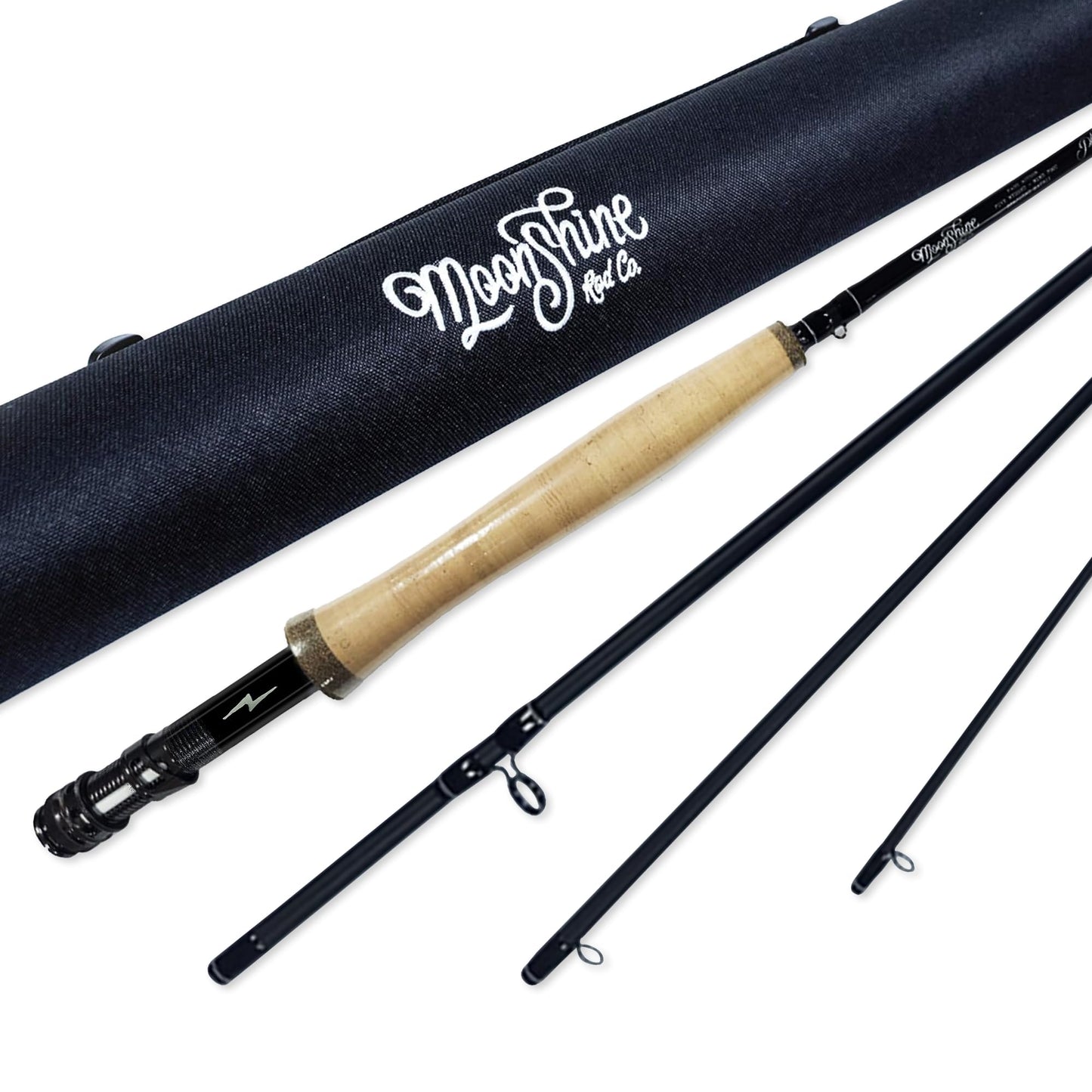 Moonshine Rod Co. Fly Fishing Rod with Carrying Case and Extra Rod Tip Section, Slow-Medium-Fast Action