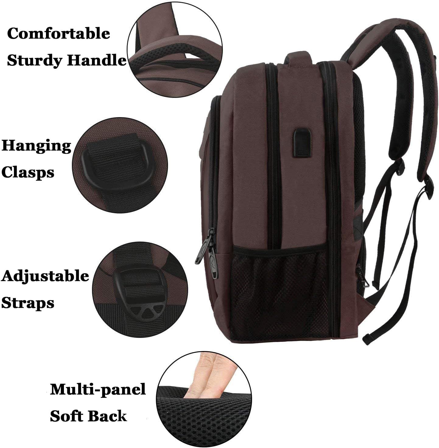 MATEIN Travel Laptop Backpack, Business Anti Theft Slim Sturdy Laptops Backpack with USB Charging Port, Water Resistant College School Computer Bag Gift for Men & Women Fits 15.6 Inch Notebook, Grey