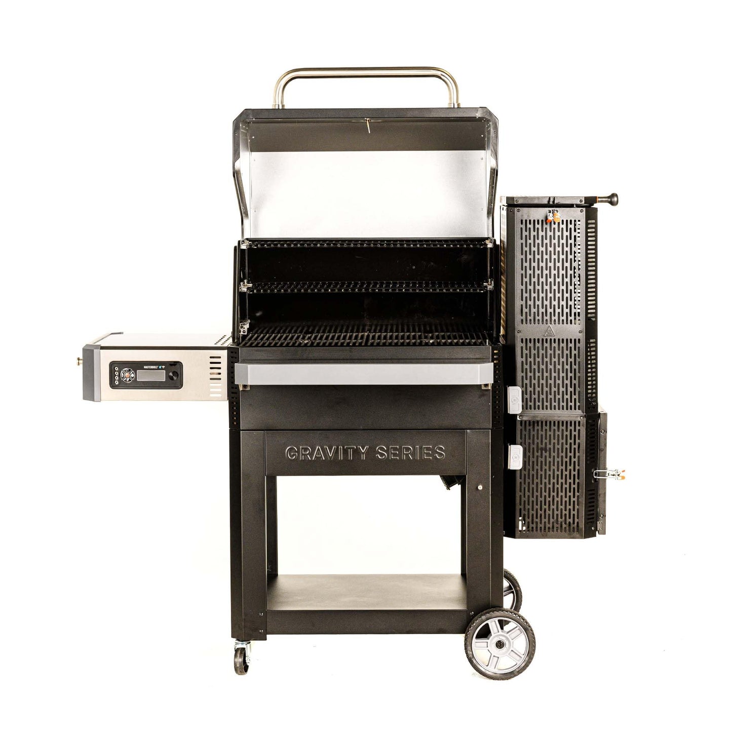 Masterbuilt® Gravity Series® 600 Digital Charcoal Grill and Smoker,WiFi Technology, GravityFed™ Charcoal Hopper, 600 Cooking Sq. Inches, Reversible Smoke&Sear Cast Iron Grates, Black, Model MB20041023