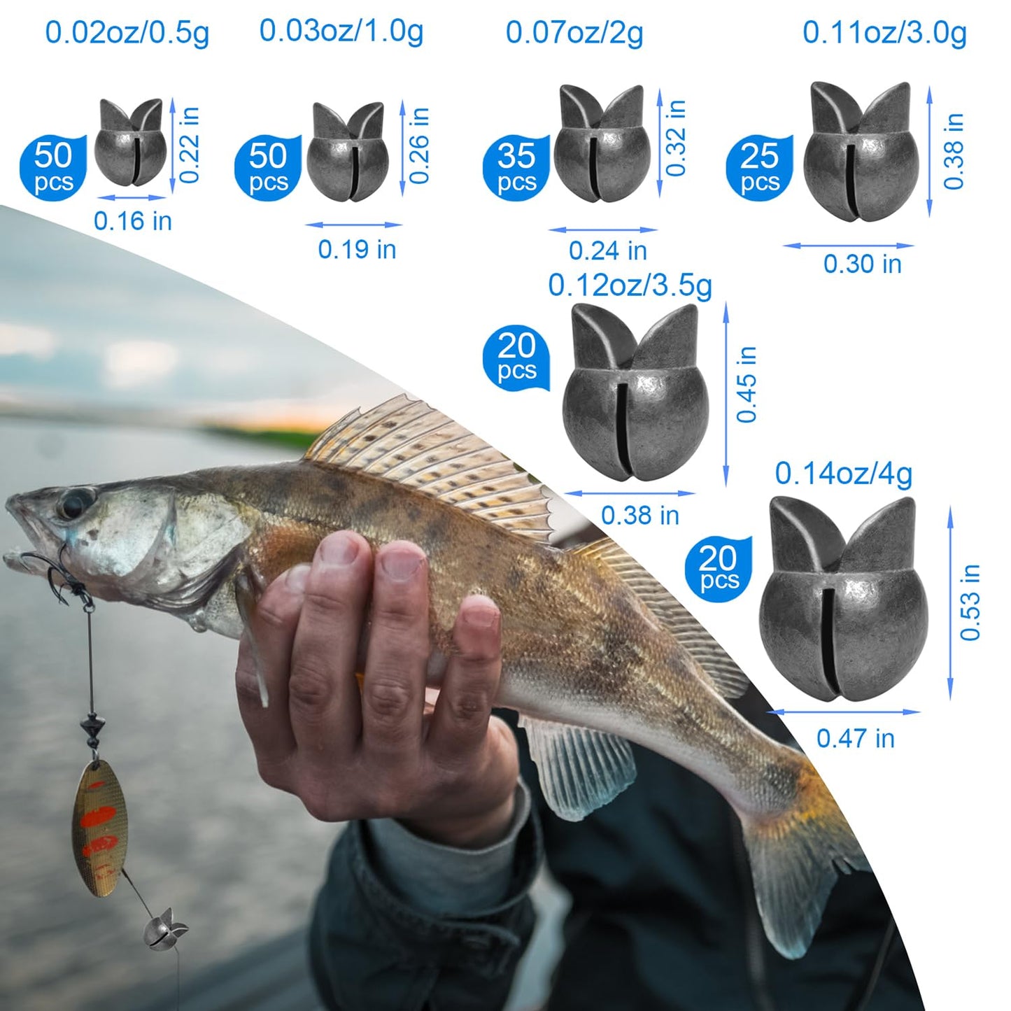 SANWEAL120PCS/200PCS Fishing Weights Sinkers - Premium Split ShotFishing Weights Sinkers - Round Removable Fishing Sinkers - 5/6 Sizes