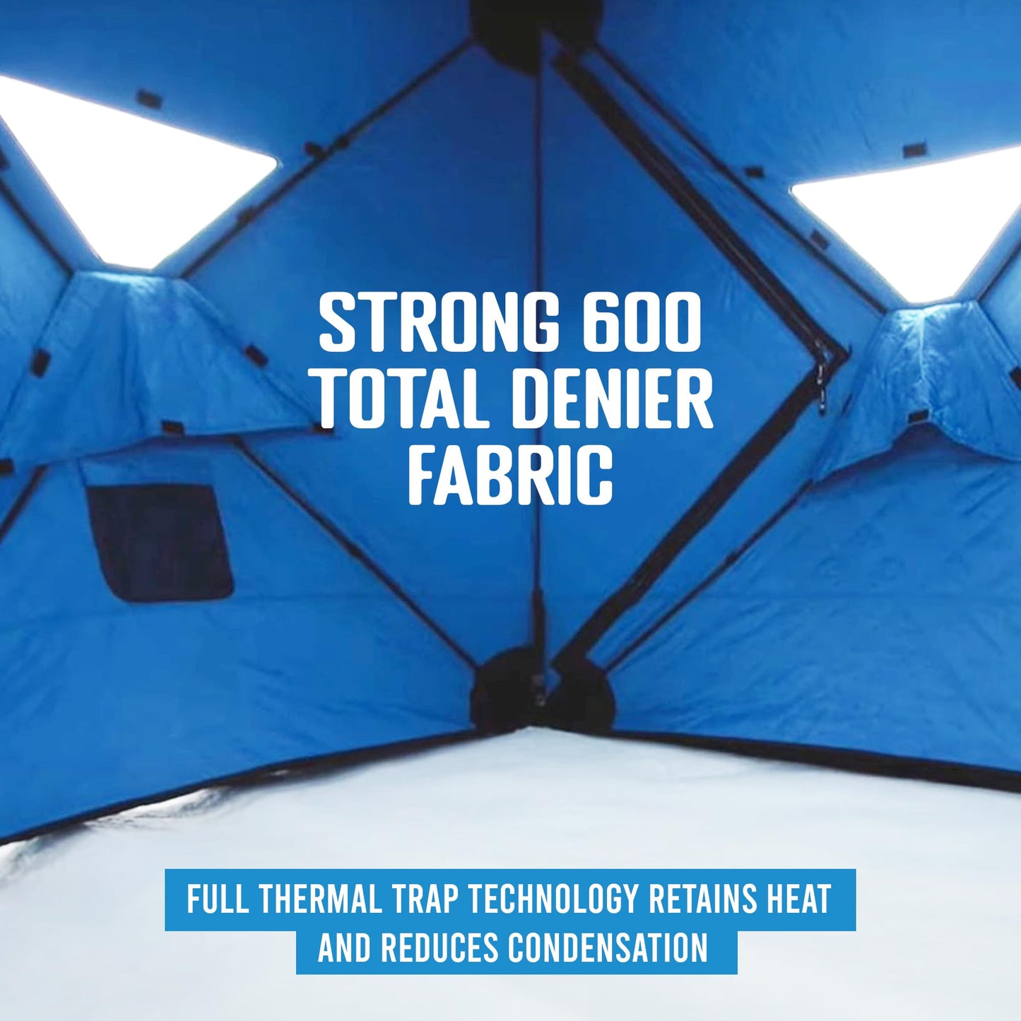 CLAM Lightweight Portable Pop Up Ice Fishing Angler Thermal Hub Shelter Tent with Anchors, Tie Ropes, and Carrying Bag