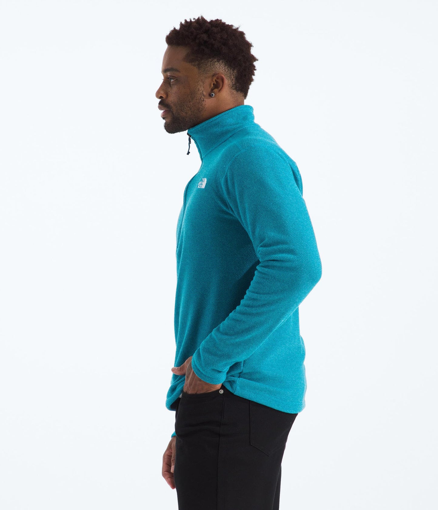 THE NORTH FACE Men's Textured Cap Rock 1/4 Zip Pullover | Fleece Jacket, Fold Over Collar & Embroidered Logo