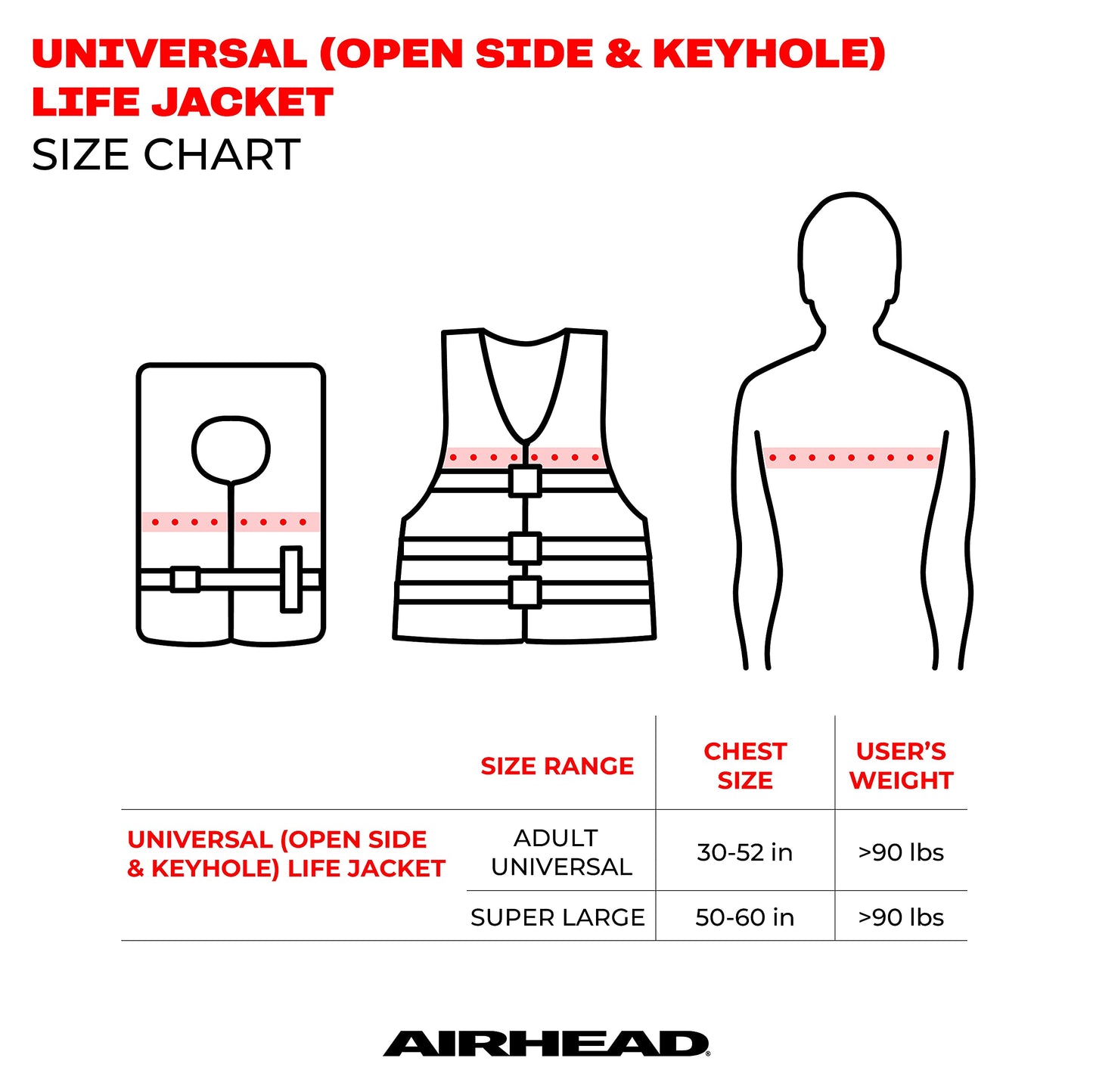 Airhead Adult General Purpose Life Vest 4-Pack, Multiple Colors Available