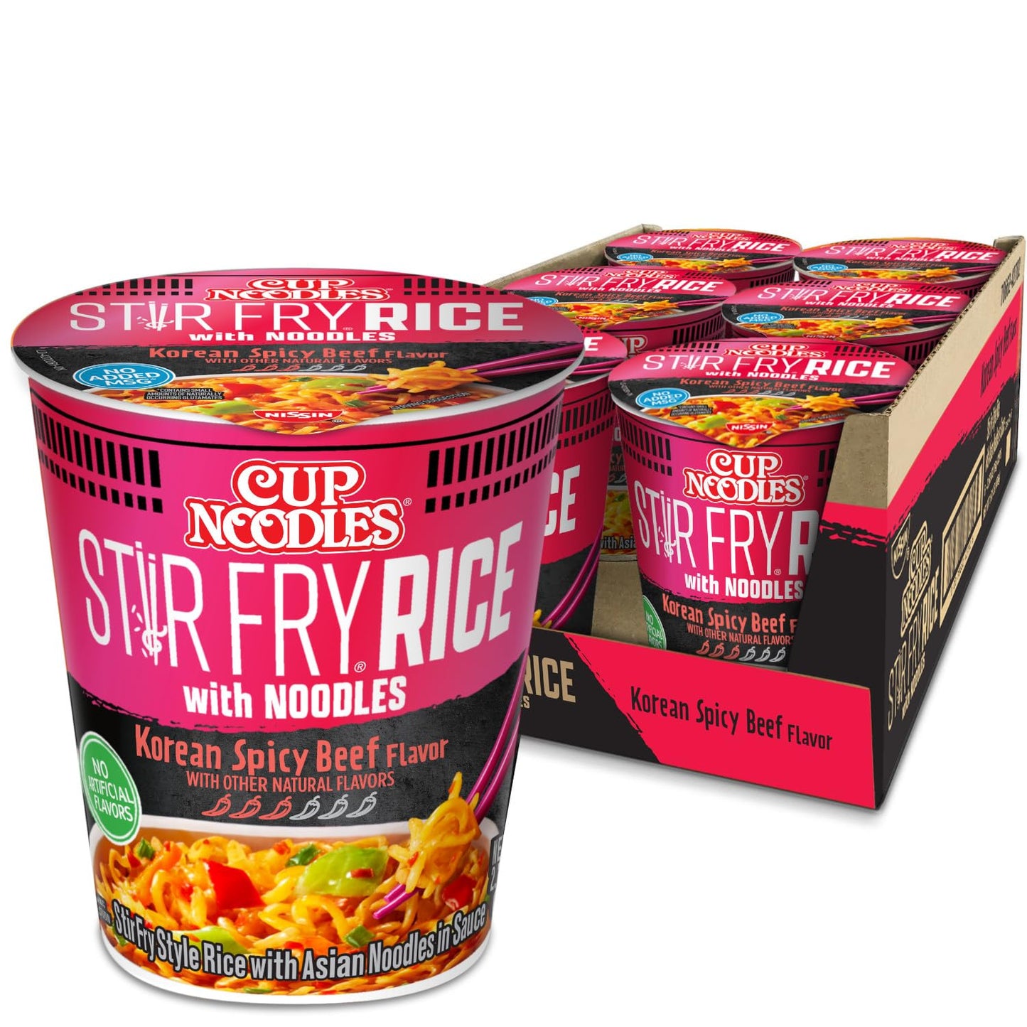 Nissin Cup Noodles Soup, Beef Flavor, Microwaveable Paper Cups, Instant Ramen, 2.25 Ounce (Pack of 12)