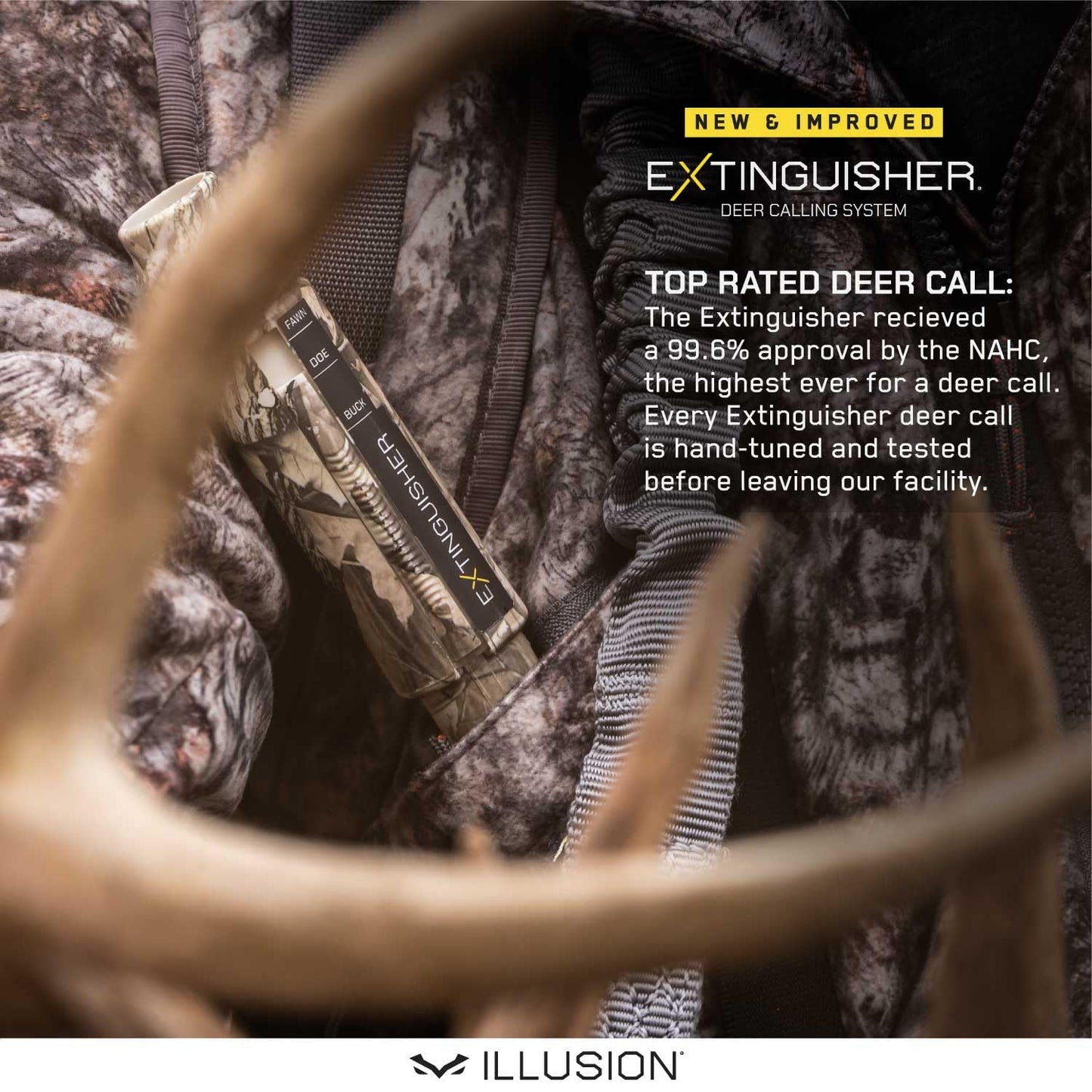 Extinguisher Deer Call by Illusion | Grunt Tube | Buck, Doe, Fawn | Adjustable 10-in-1 Call | Color (CAMO/Black) | Freeze Resistant