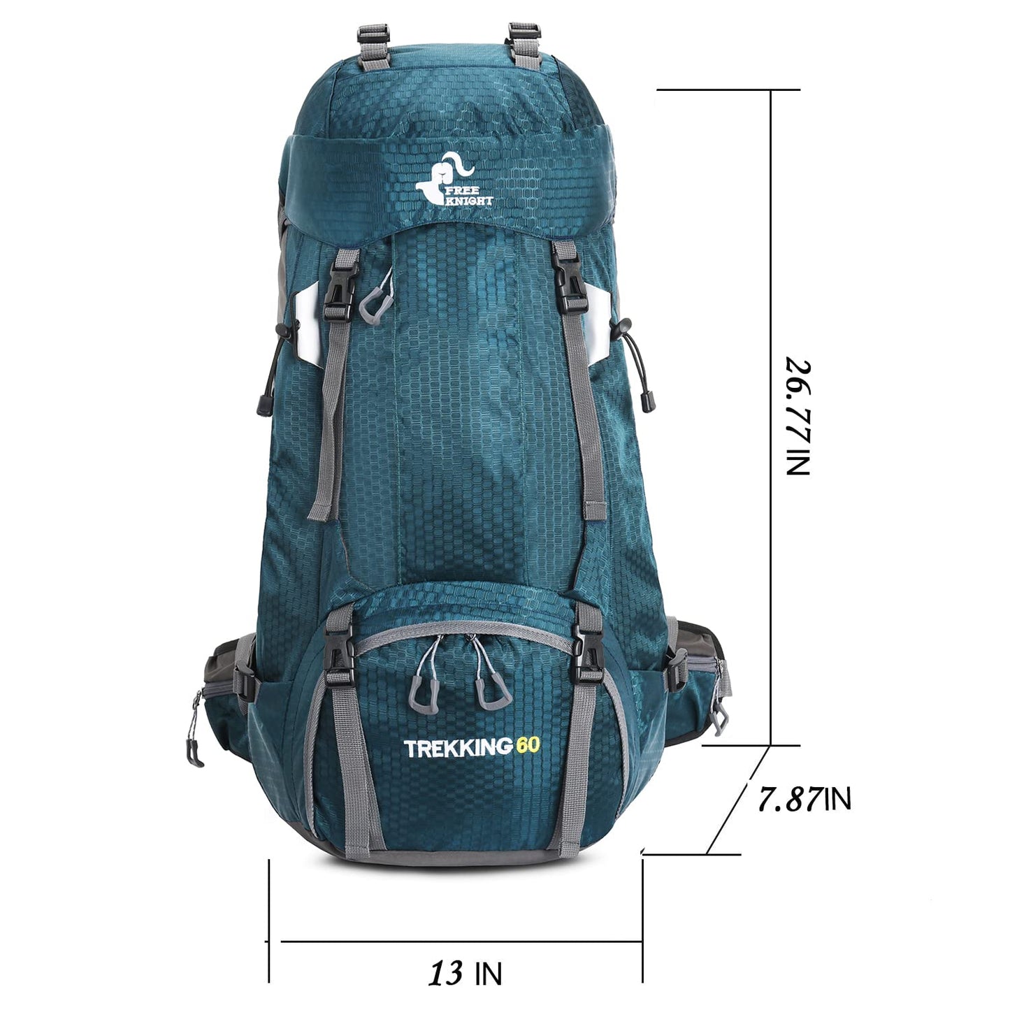 Bseash 60L Waterproof Hiking Camping Backpack with Rain Cover, Large Outdoor Sport Travel Daypack Rucksack for Climbing