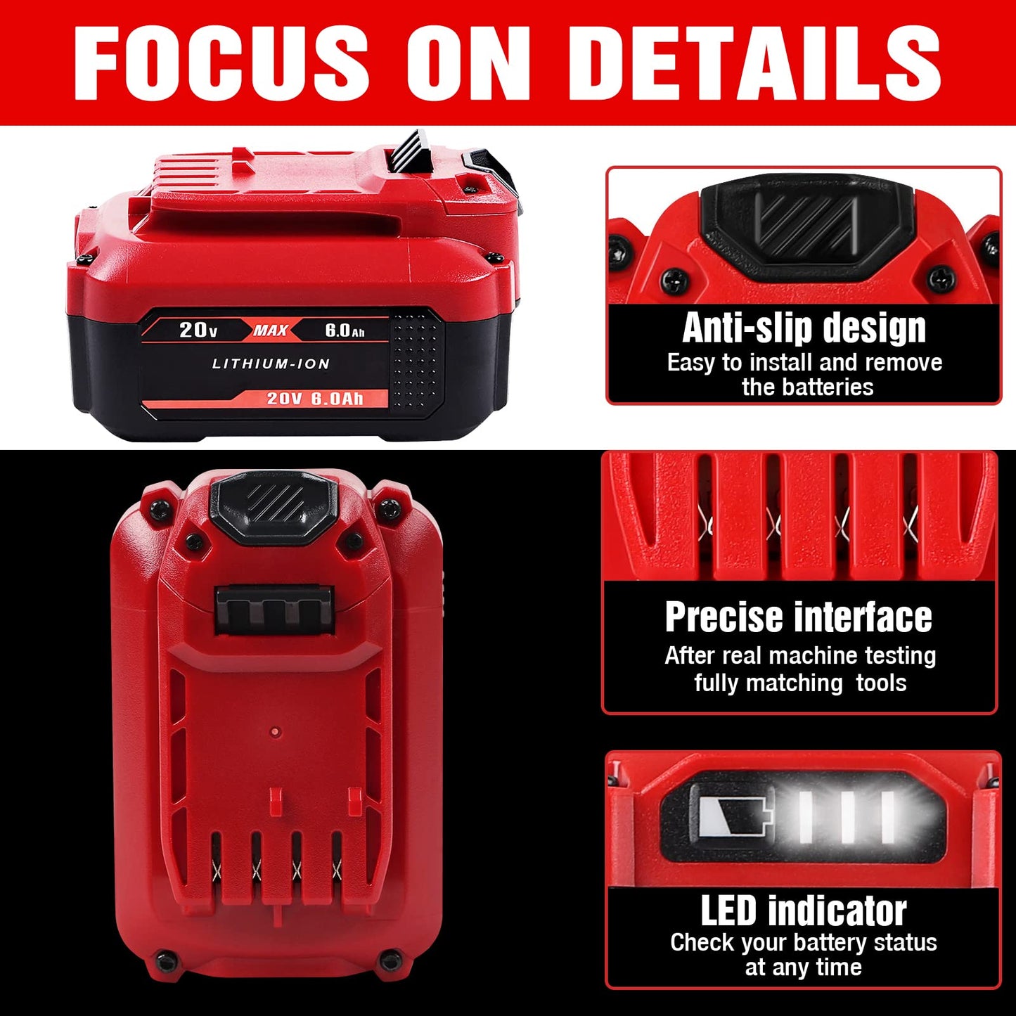 TenHutt 【Upgrade】 2Pack 20V 6.0Ah Replacement Battery for Craftsman 20V Battery V20 Lithium ion for CMCB205 CMCB204 CMCB206 CMCB202 CMCB201 20V Cordless Power Tools Craftsman 20V Battery