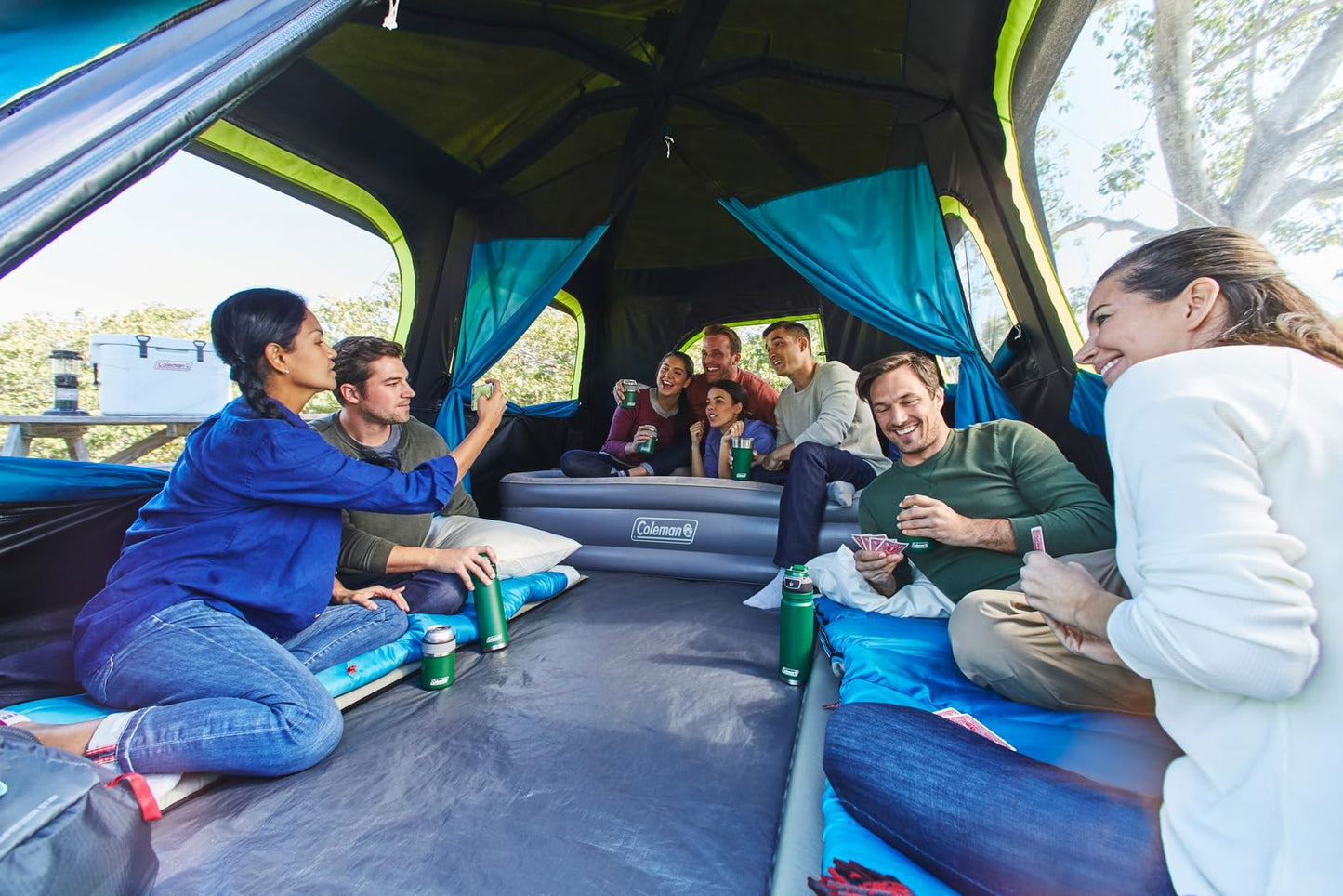 Coleman Instant Tent with 1-Minute Setup, 10-Person Tent with Pre-Attached Poles, Air Vent, & Carry Bag