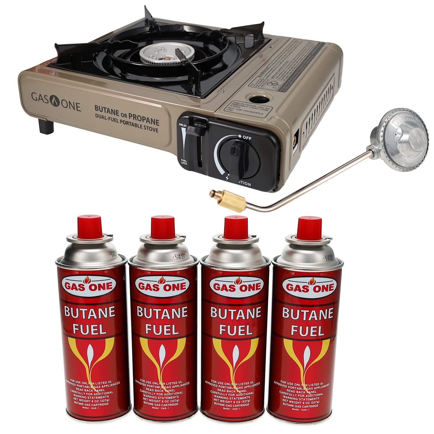 Gas One GS-3400P Propane or Butane Stove Dual Fuel Stove Portable Camping Stove - Patented - with Carrying Case Great for Emergency Preparedness Kit