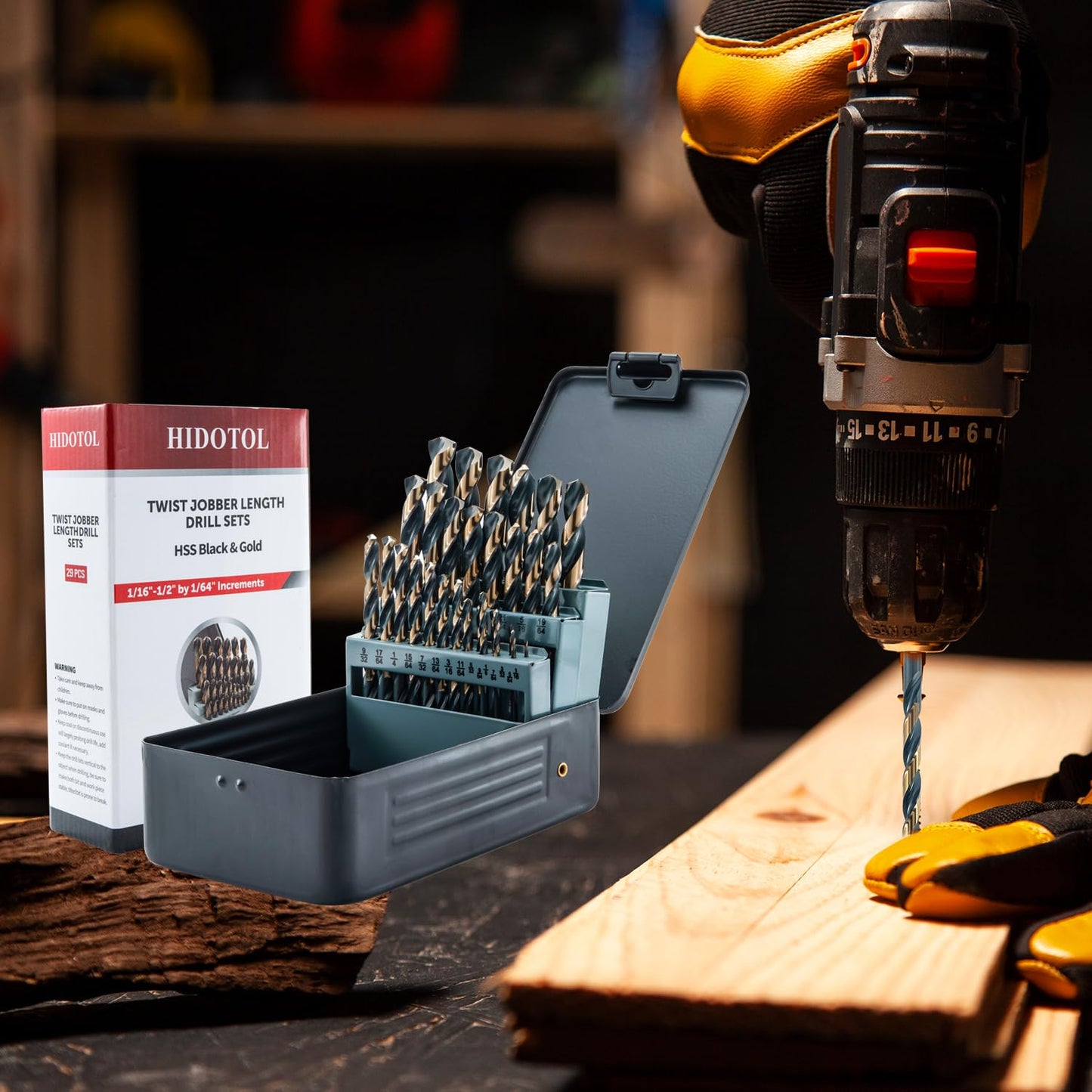 Cobalt Drill Bit Set 115 PCS - M35 High Speed Steel Twist Jobber Length Drill Bits for Hardened Metal, Stainless Steel, Cast Iron, Plastic and Wood, 1/16"-1/2", A-Z, 1-60