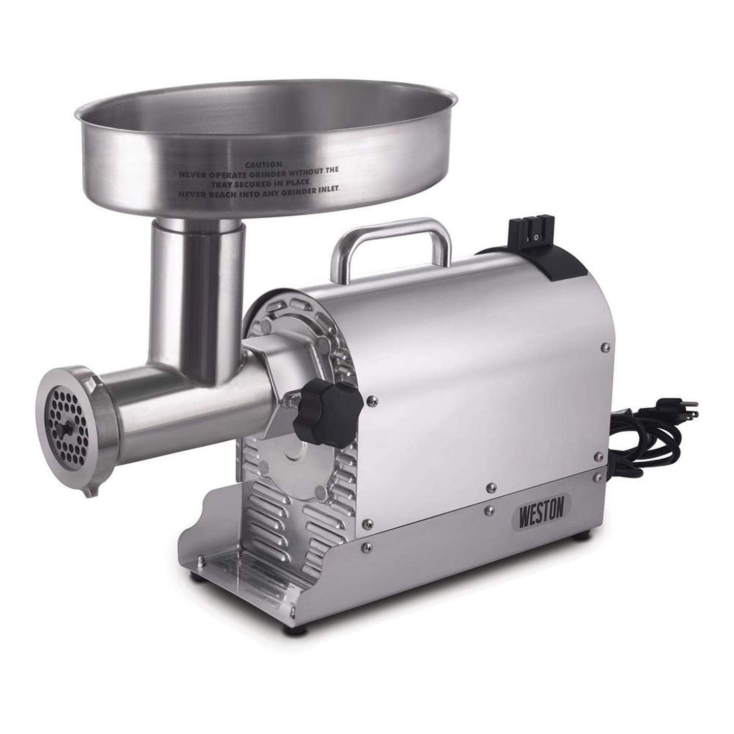 Weston Pro Series Electric Meat Grinder, Commercial Grade, 1120 Watts, 1.5 HP, 14lbs. Per Minute, Stainless Steel (10-2201-W)