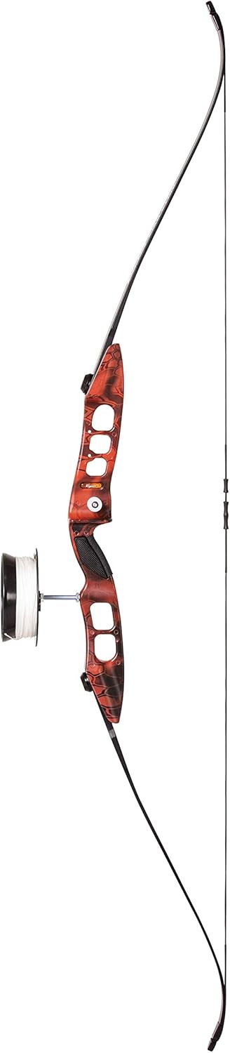 Cajun Bowfishing Fish Stick Bowfishing Bow Package with Drum Reel, Roller Rest, and Piranha Point Arrow, Right Hand, Red