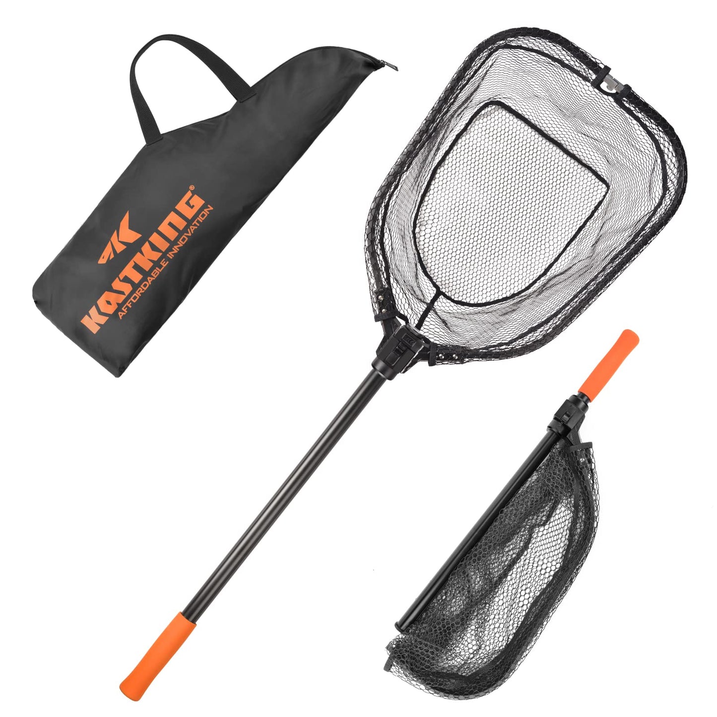 KastKing Brutus Fishing Net, Foldable Extendable Fish Landing Net, Lightweight & Portable Fishing Net with Soft EVA Foam Handle, Holds up to 44lbs/20KG, Fish-Friendly Mesh for a Safe Release