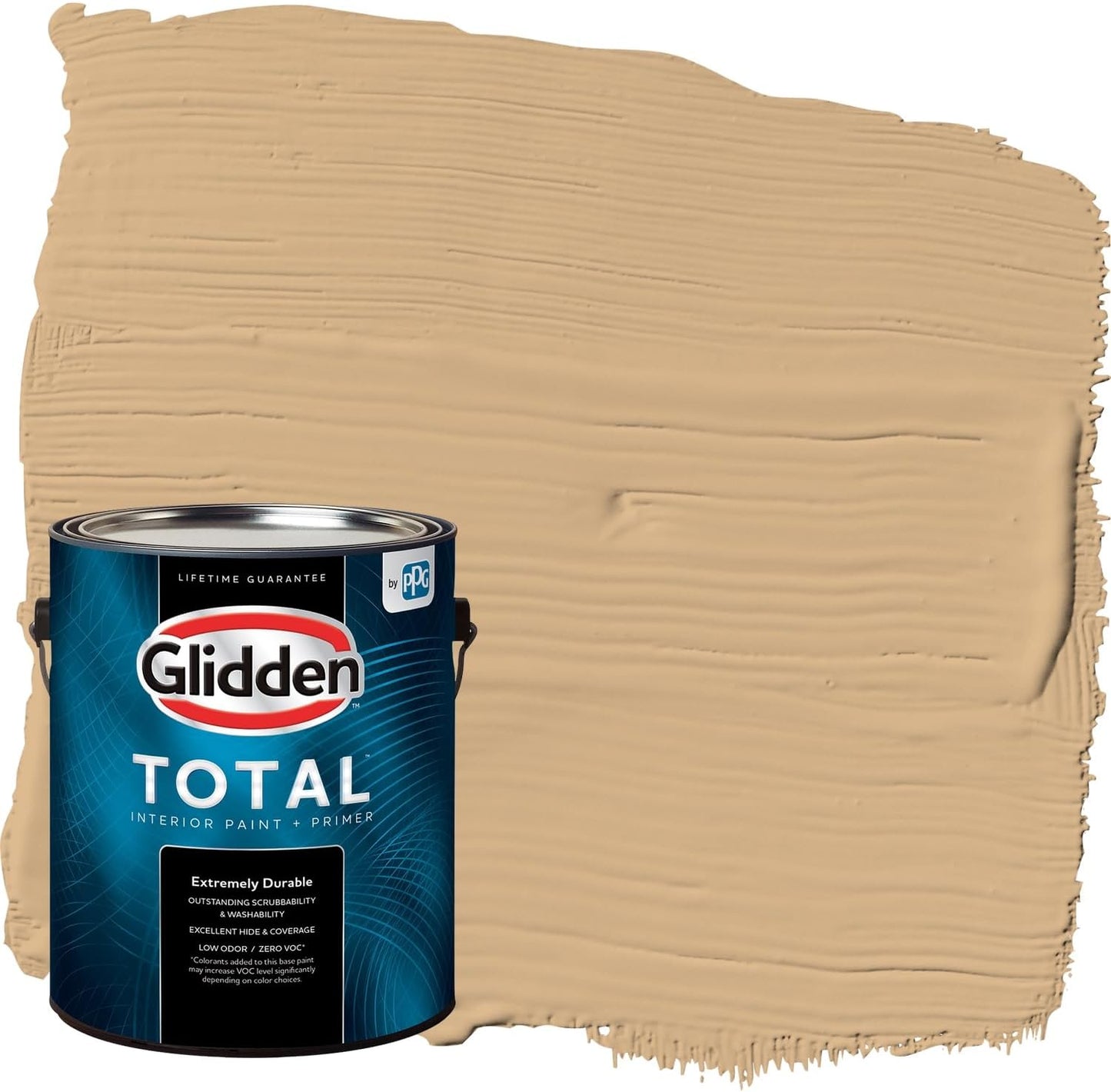 Glidden Interior Paint + Primer: Beige/Toasted Almond, One Coat, Semi-Gloss, 1-Quart