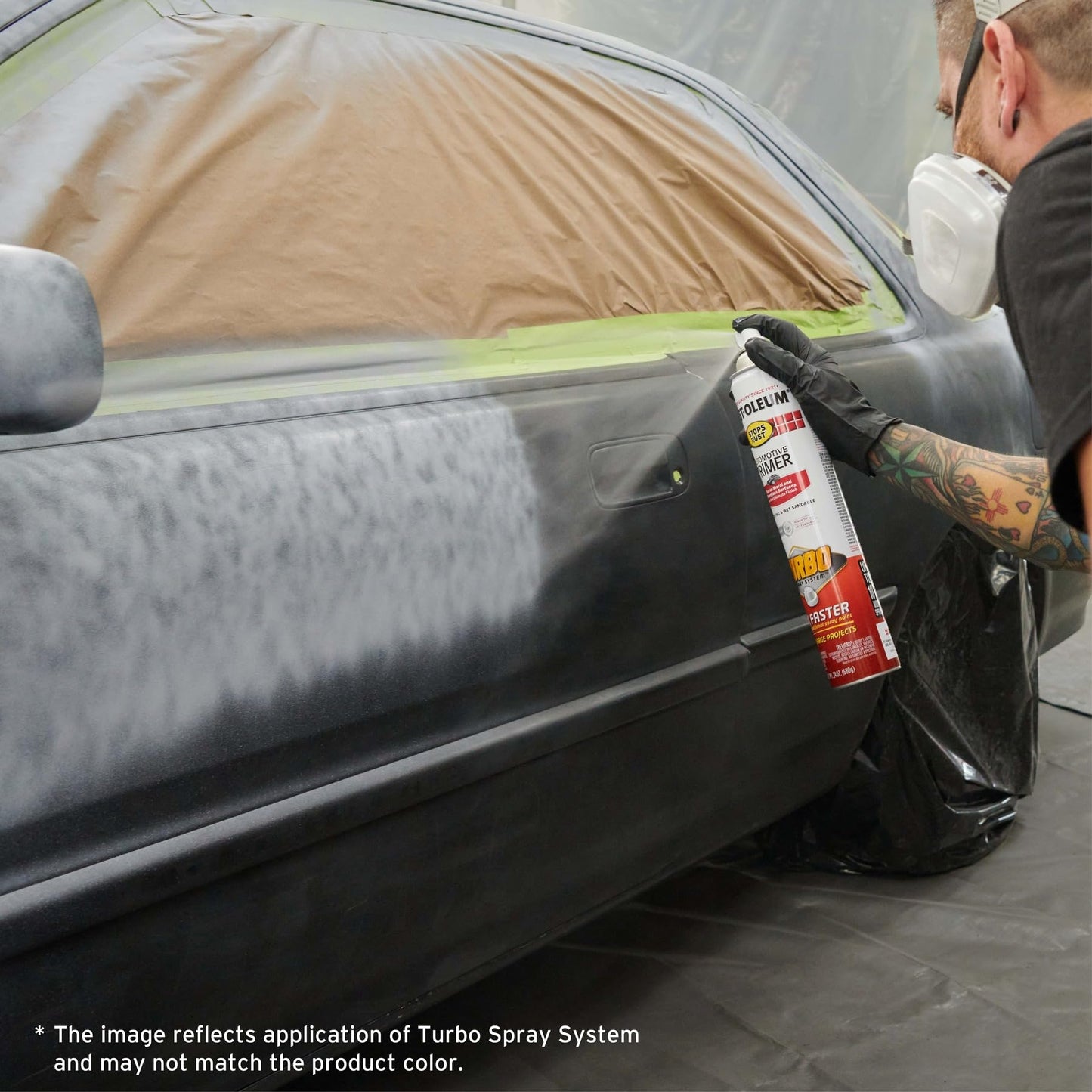 Rust-Oleum 376298 Stops Rust Turbo Spray System Spray Paint, 24 oz, Flat Black