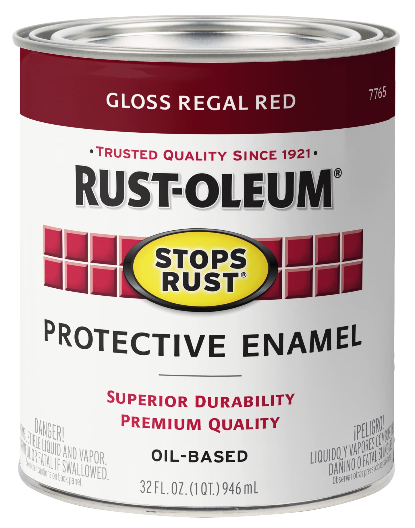 Rust-Oleum 7779502 Stops Rust Brush On Paint, Quart, Gloss Black, 32 Fl Oz (Pack of 1)