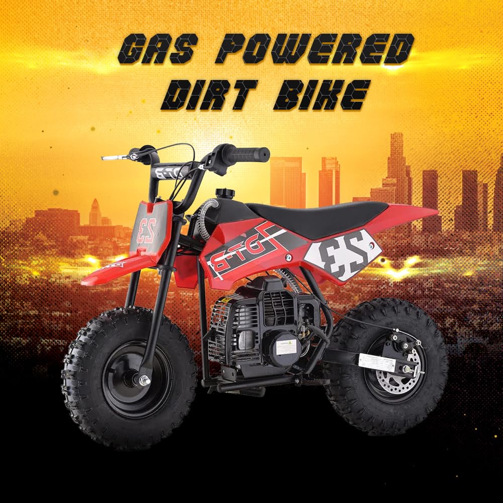 Mini Kid Dirt Bike, 49 CC 2-Stroke Gas Bike with Off-Rode Tire, Suspensions, Disc Brakes, Max Load 160Lbs, Up to 20Mph, EPA Approved