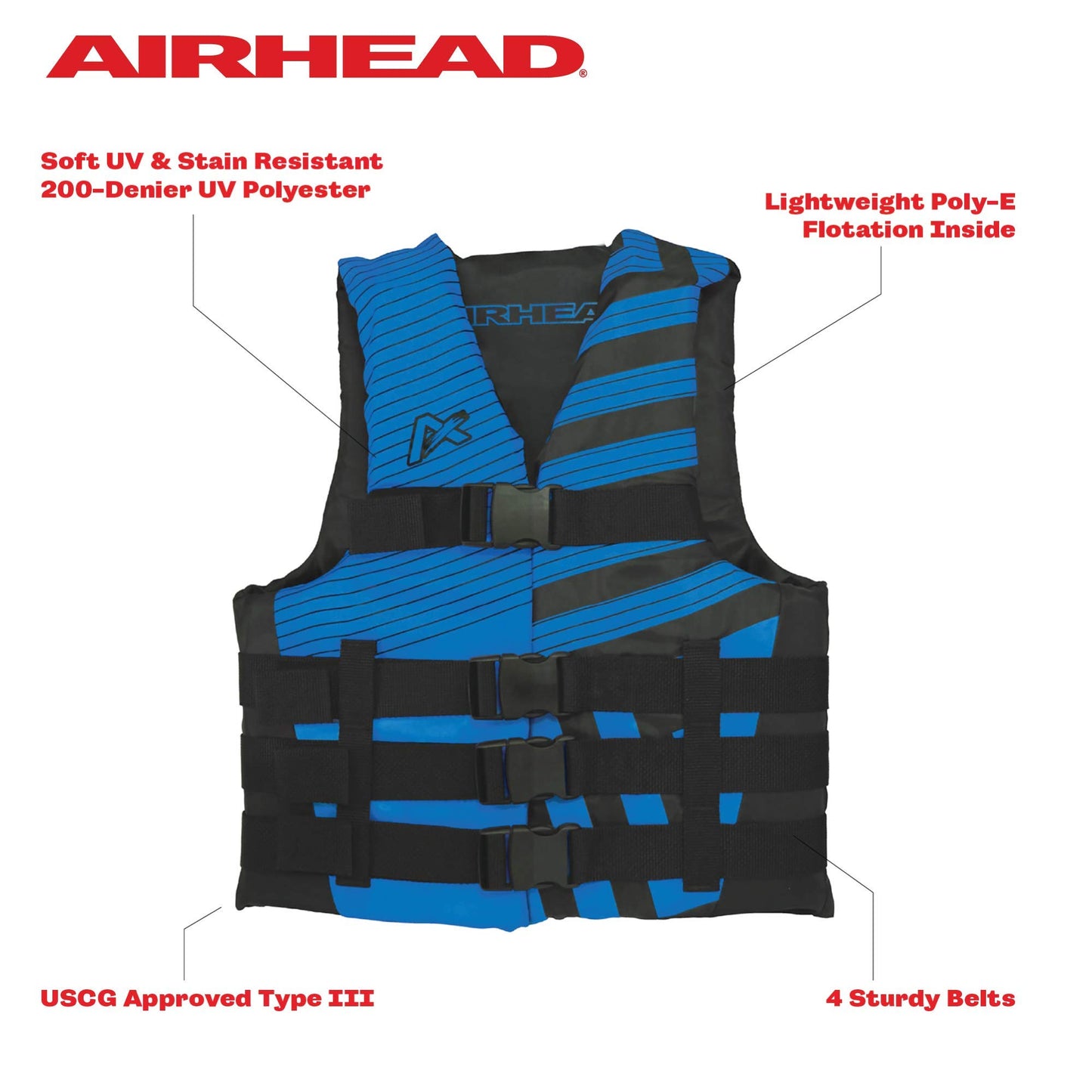 Airhead Trend Life Jacket, Coast Guard Approved, Men's, Women's and Youth Sizes