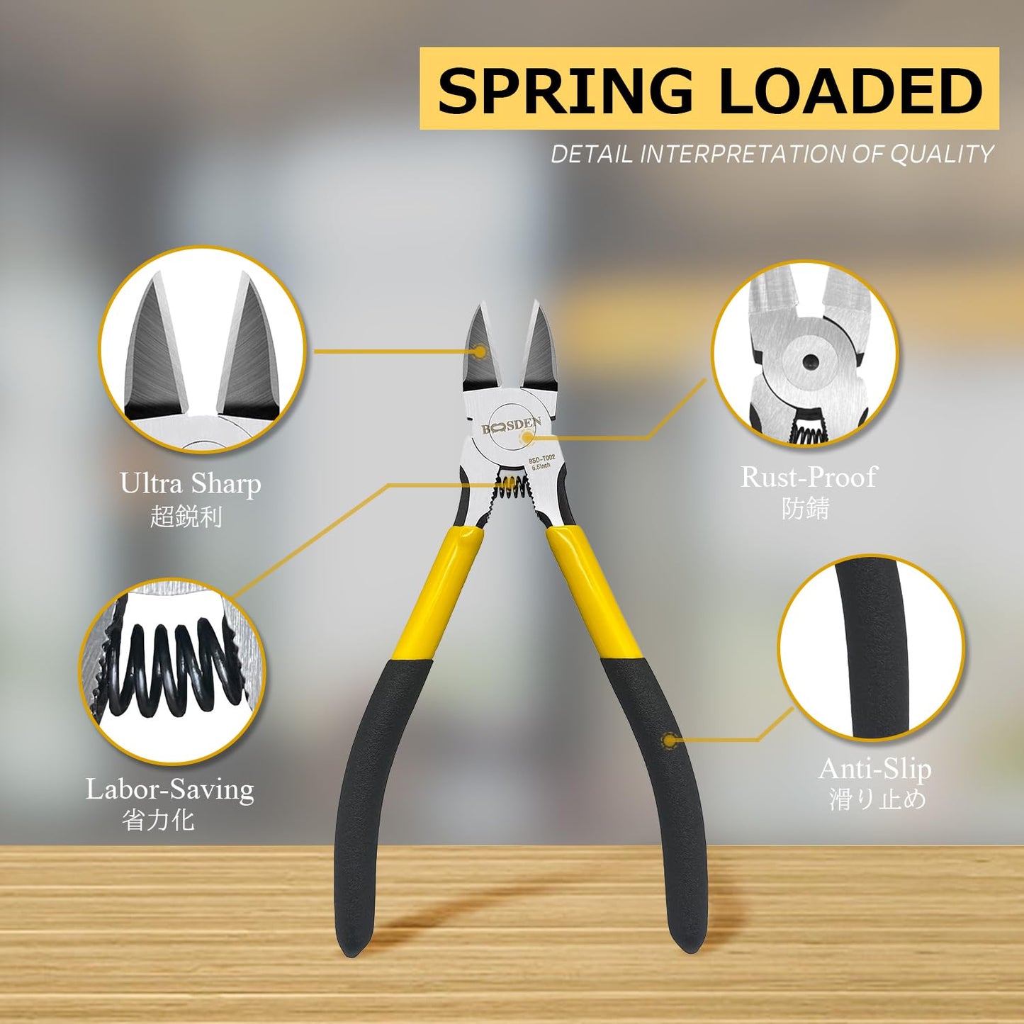 Wire Cutters 10 Pack, 6.5 inch, BOOSDEN Flush Cutters, Spring Loaded Cutting Pliers, Side Cutters, Dykes Cutter, Wire Clippers, Plastic Cutter, Wire Cutters for Jewelry, Floral, Electrical