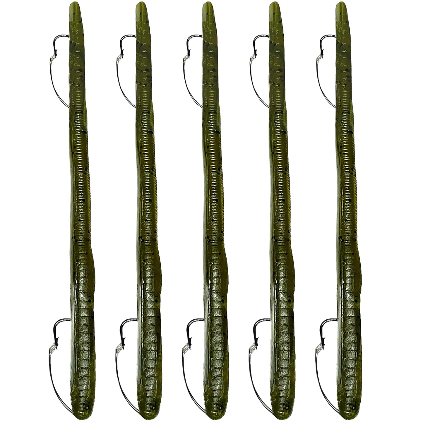 Made in USA Weedless Pre-Rigged Fishing Lures Bass Set, Pike, and Anything in Between - USA - Extra Durable Soft Plastic Swimbaits for Bass Fishing Lures - 5 PCS Bass Baits and Lures Pack(Variety)