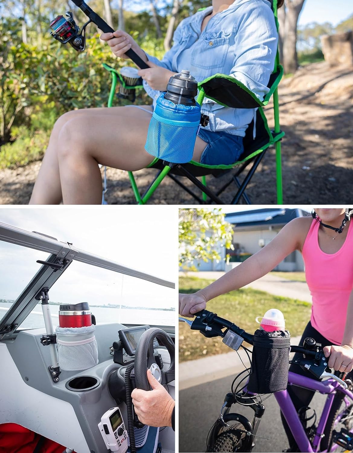 KEMIMOTO Motorcycle Cup Holder, Oxford Fabric Motorcycle Drink Holder with 0.6"-1.5" Alligator Clamp, Universal Water Bottle Cup Accessories for Bike, ATV/UTV, Scooter, Boat, Walker